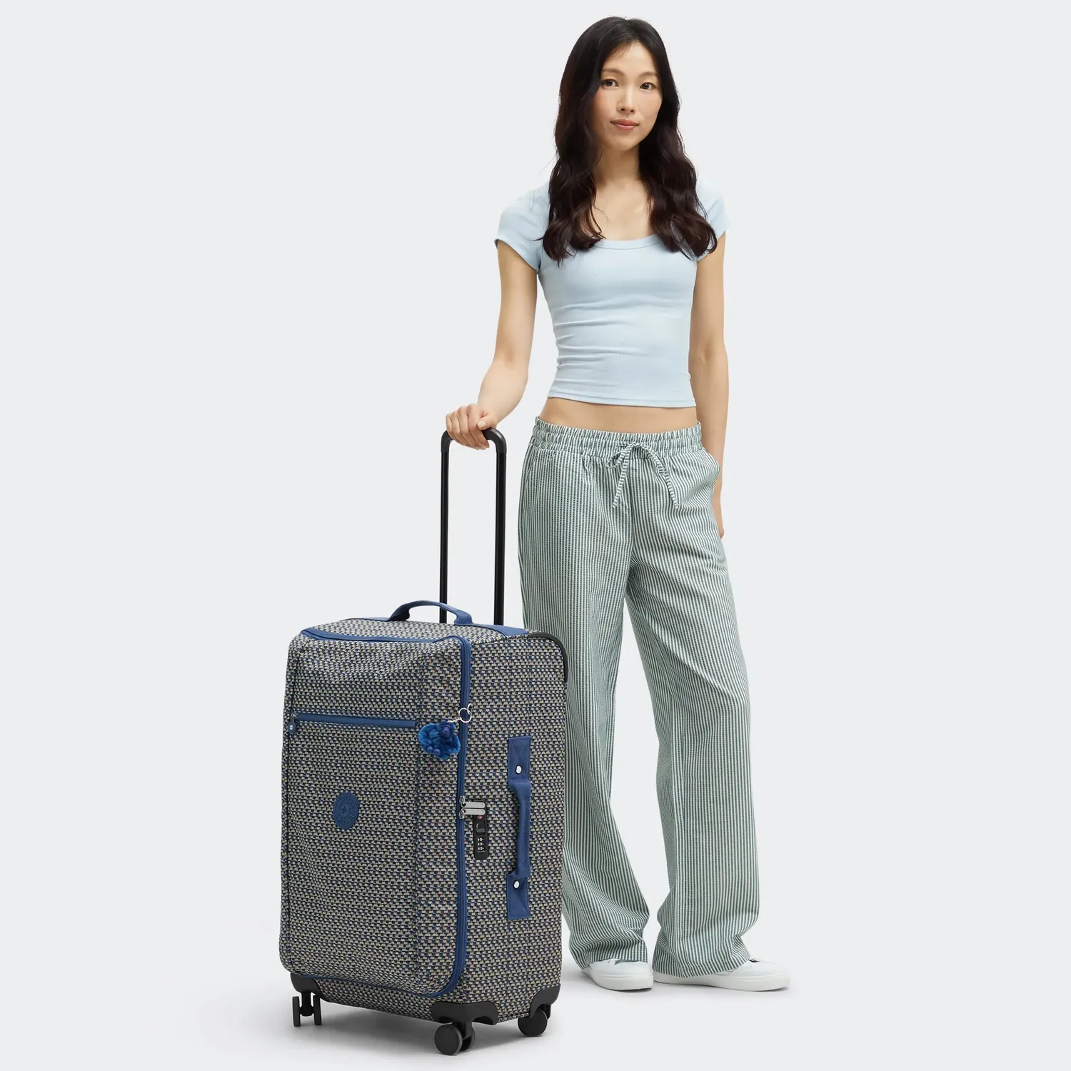 Kipling Jet M koffer medium Blue on Wire met TSA-slot