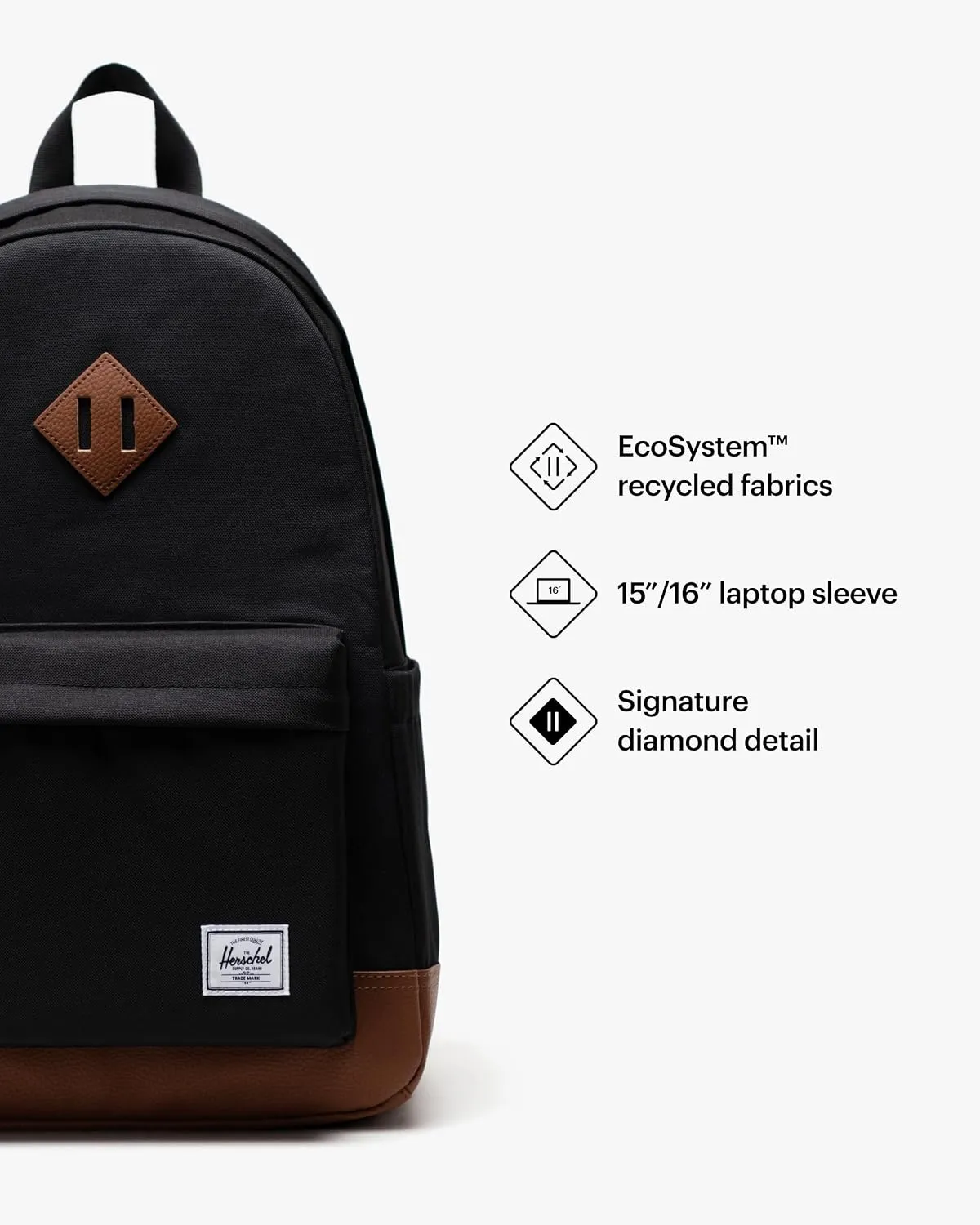 Herschel Heritage rugzak Black Tan canvas
