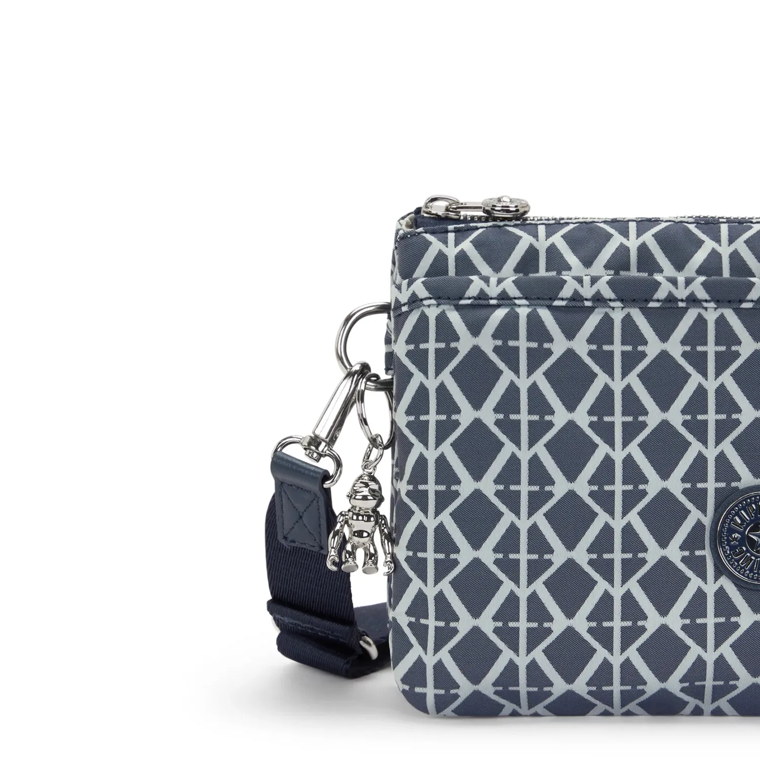 Kipling Riri crossbodytas klein Navy Sign Jacquard ritsvakken