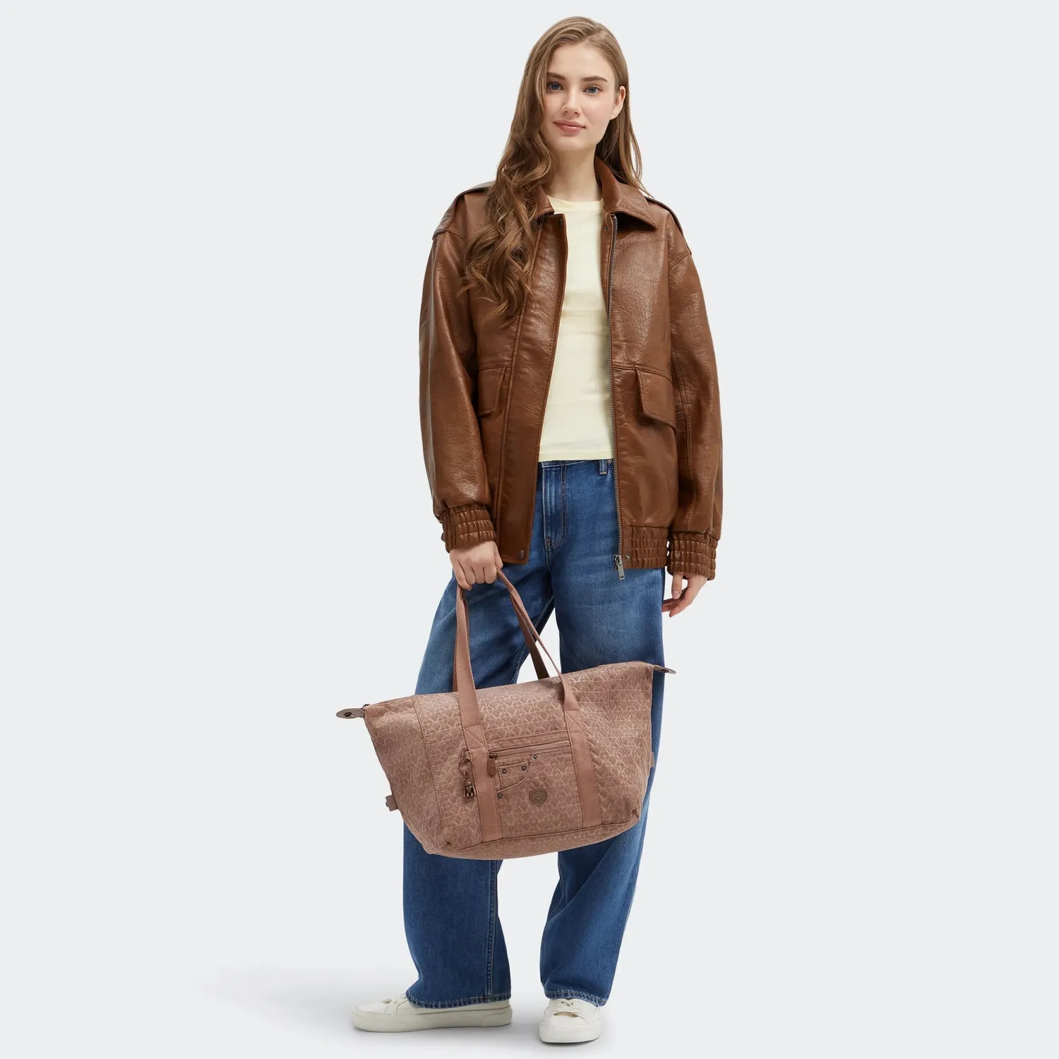 Kipling Casual Art draagtas Medium sign brown corduroy A4