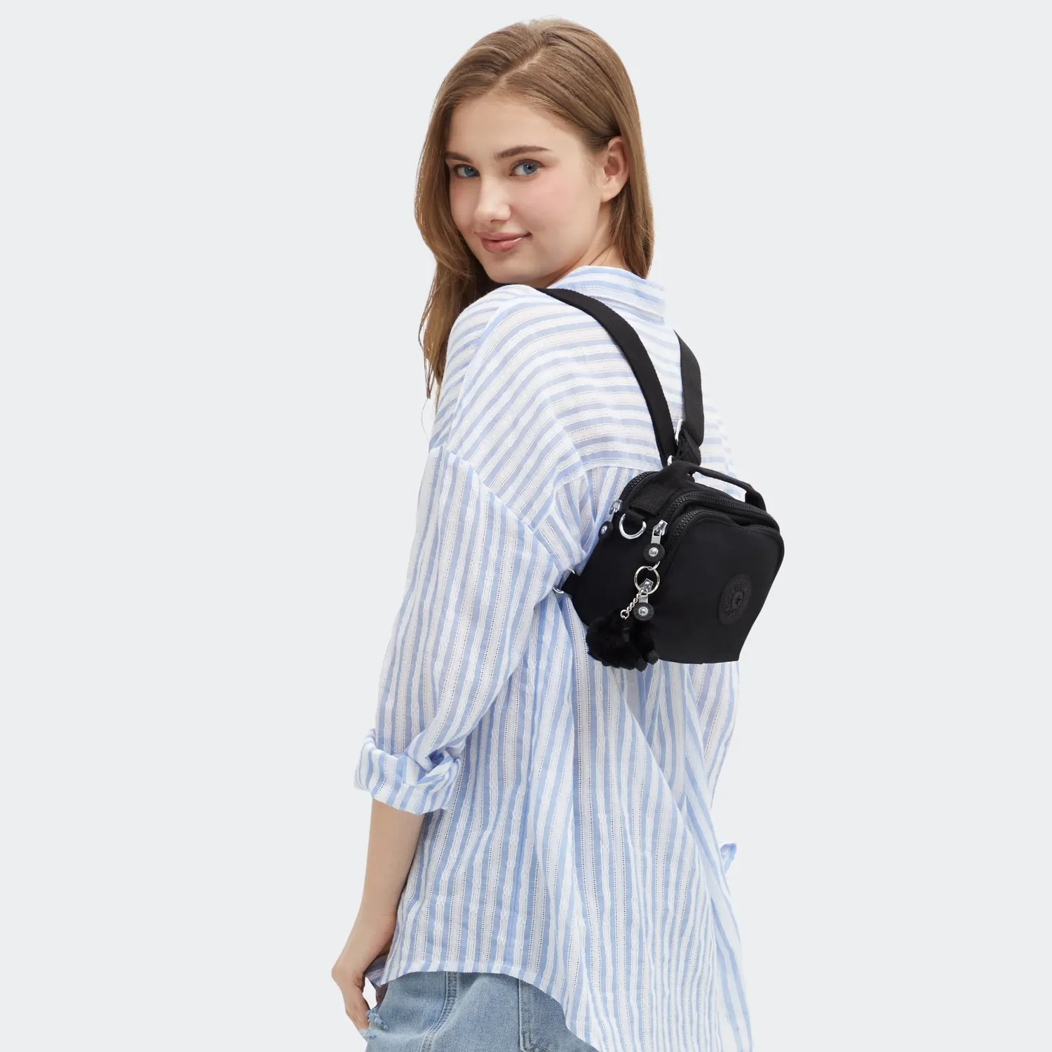 Kipling Cahir crossbody Black Noir klein met ritsvakken