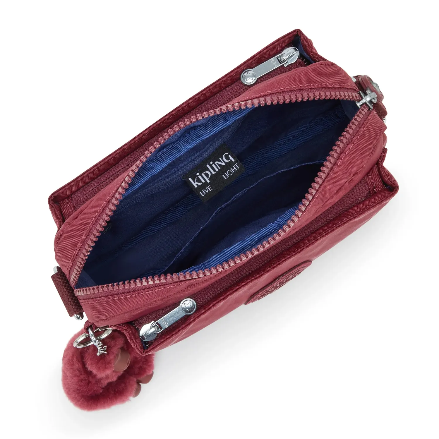 Kipling Abanu crossbody tas klein Lounge Wine met D-ring