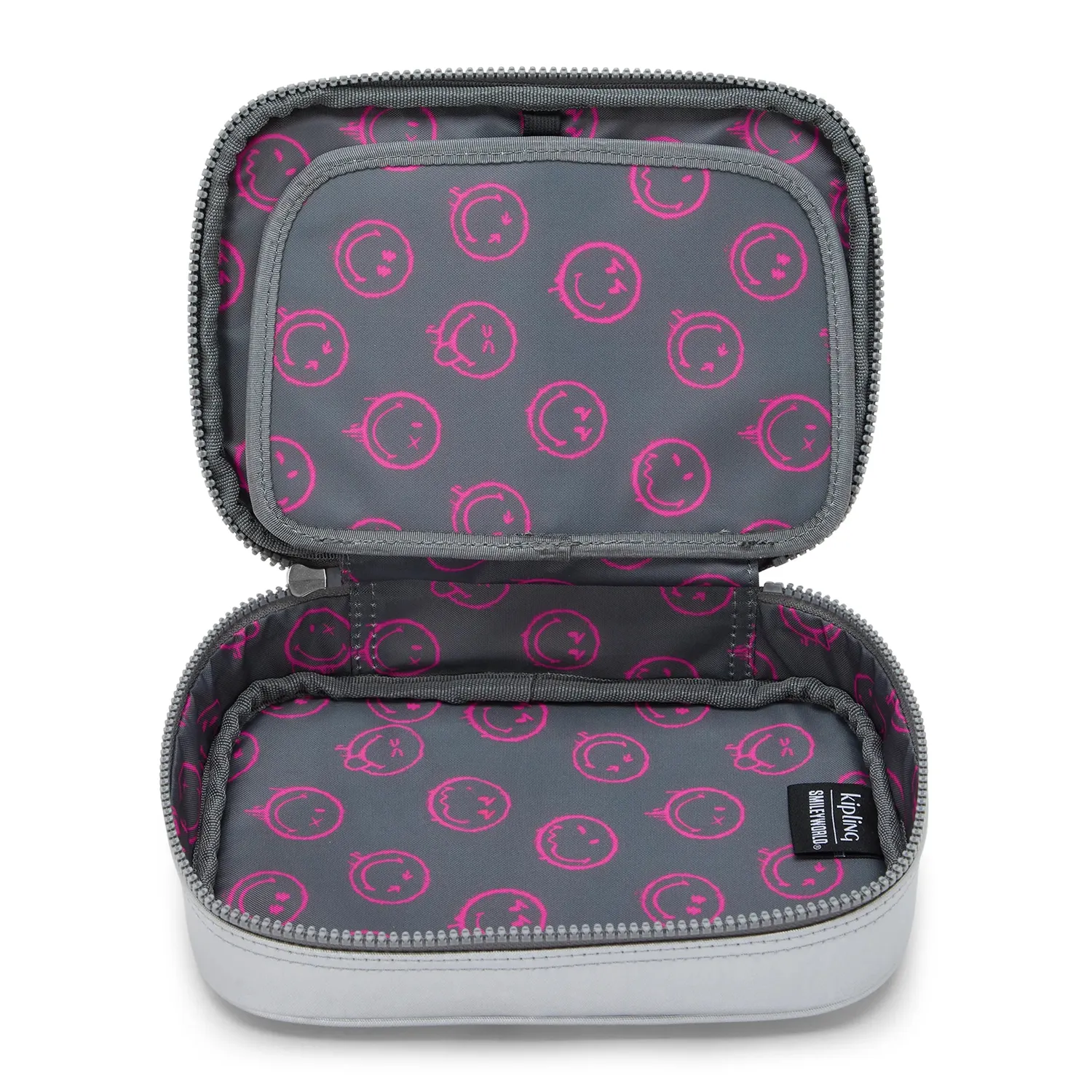 Kipling 100 PENS pennenzak Happy Face Silver Smiley print