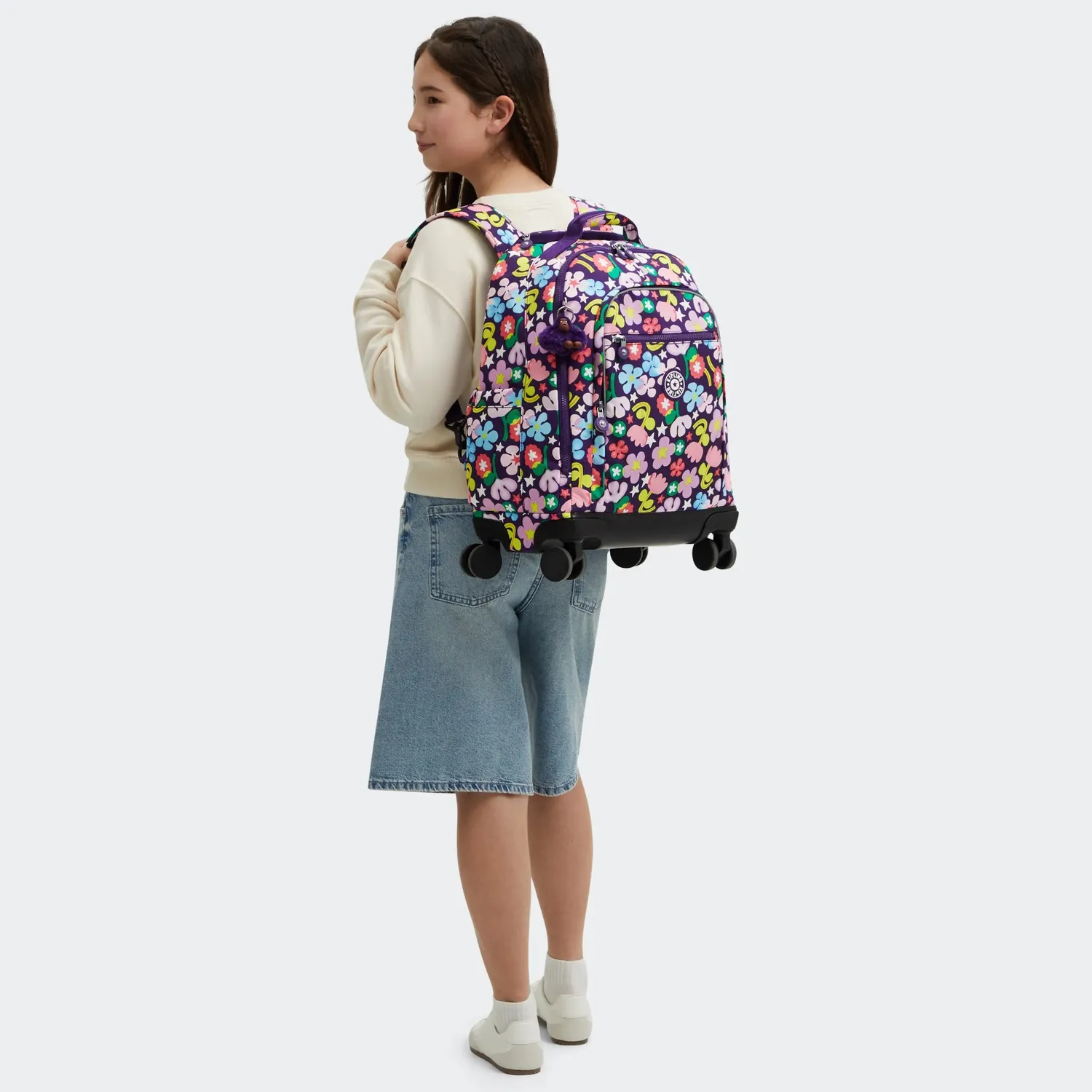 Kipling New Zea rugzak Fairy Flower groot met wielen