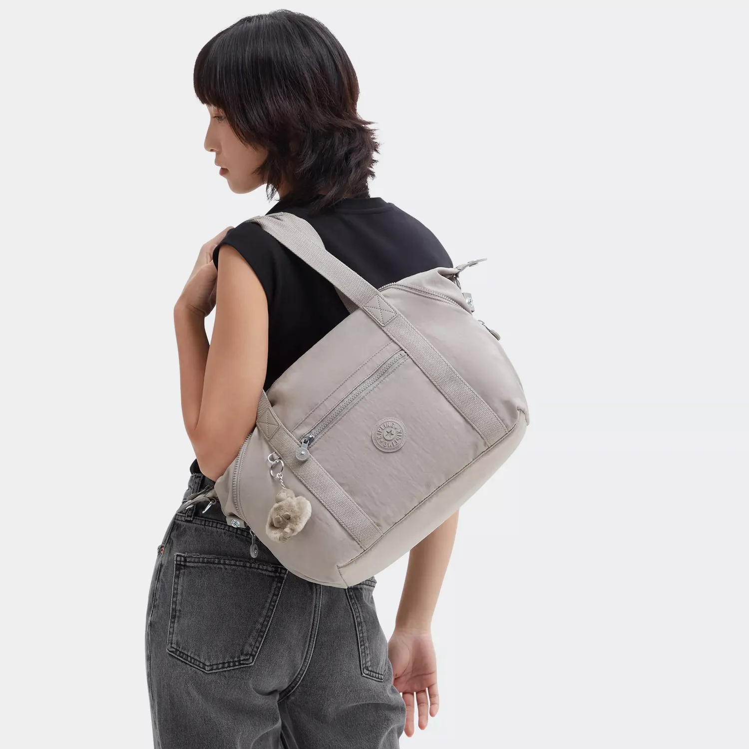 Kipling Art schoudertas medium grey gris verstelbaar