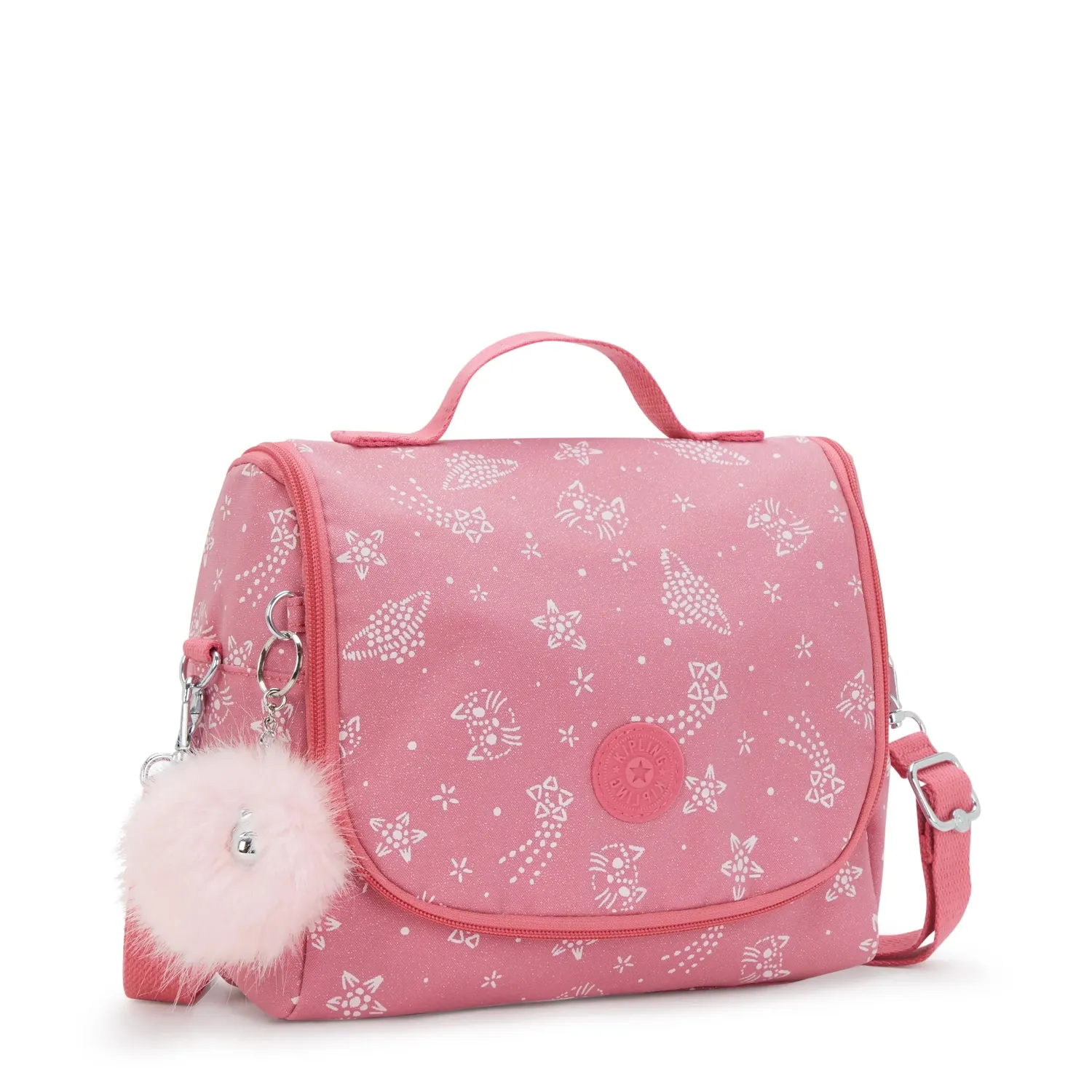 Kipling New Kichirou lunchtas Glitter Cats groot print