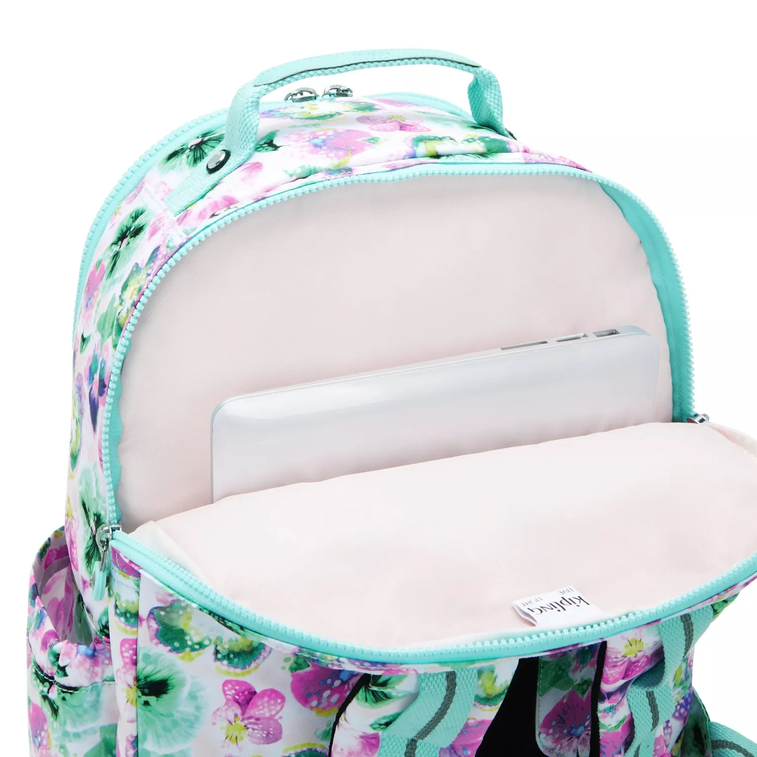 Kipling Seoul College rugzak Groot Aqua Blossom 15 inch
