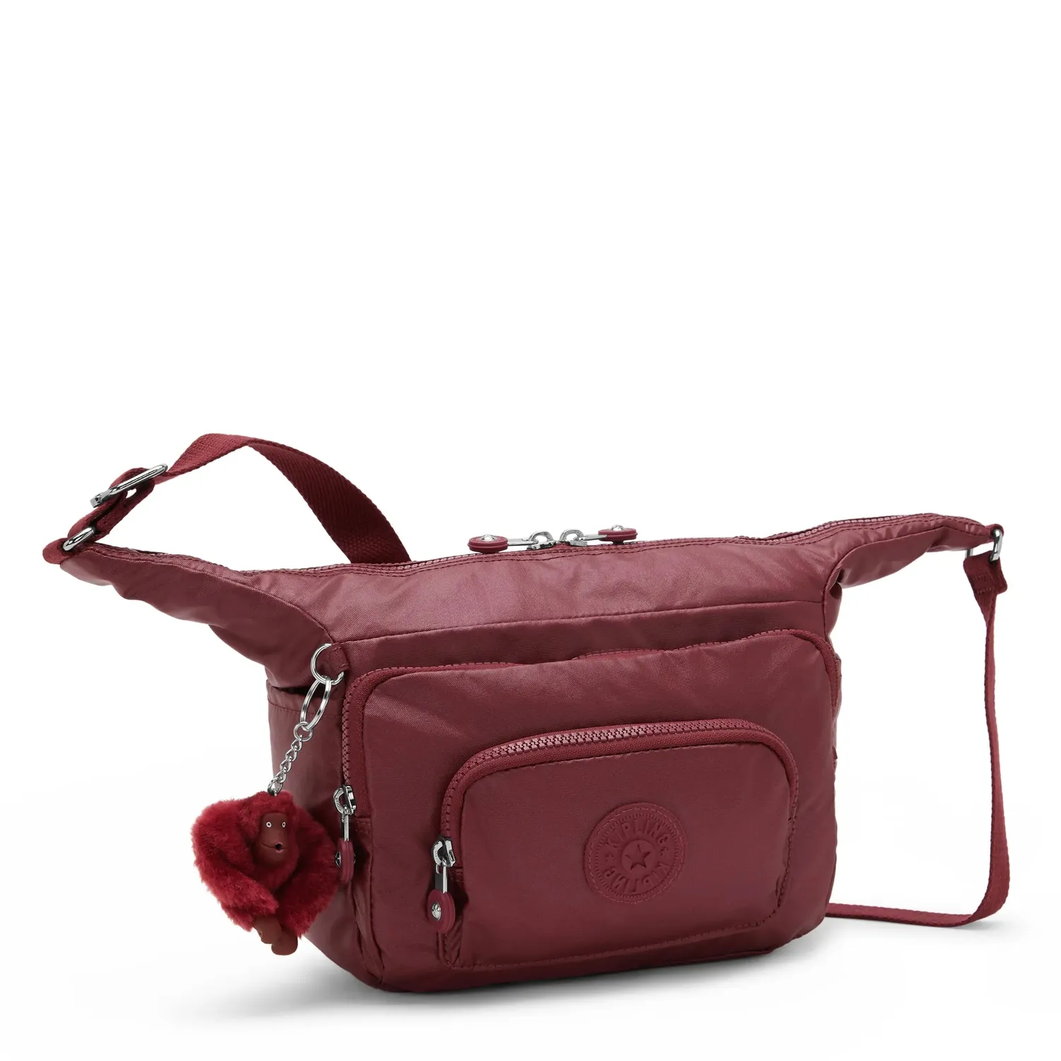 Kipling Erica S schoudertas Deep Berry Metallic medium glans
