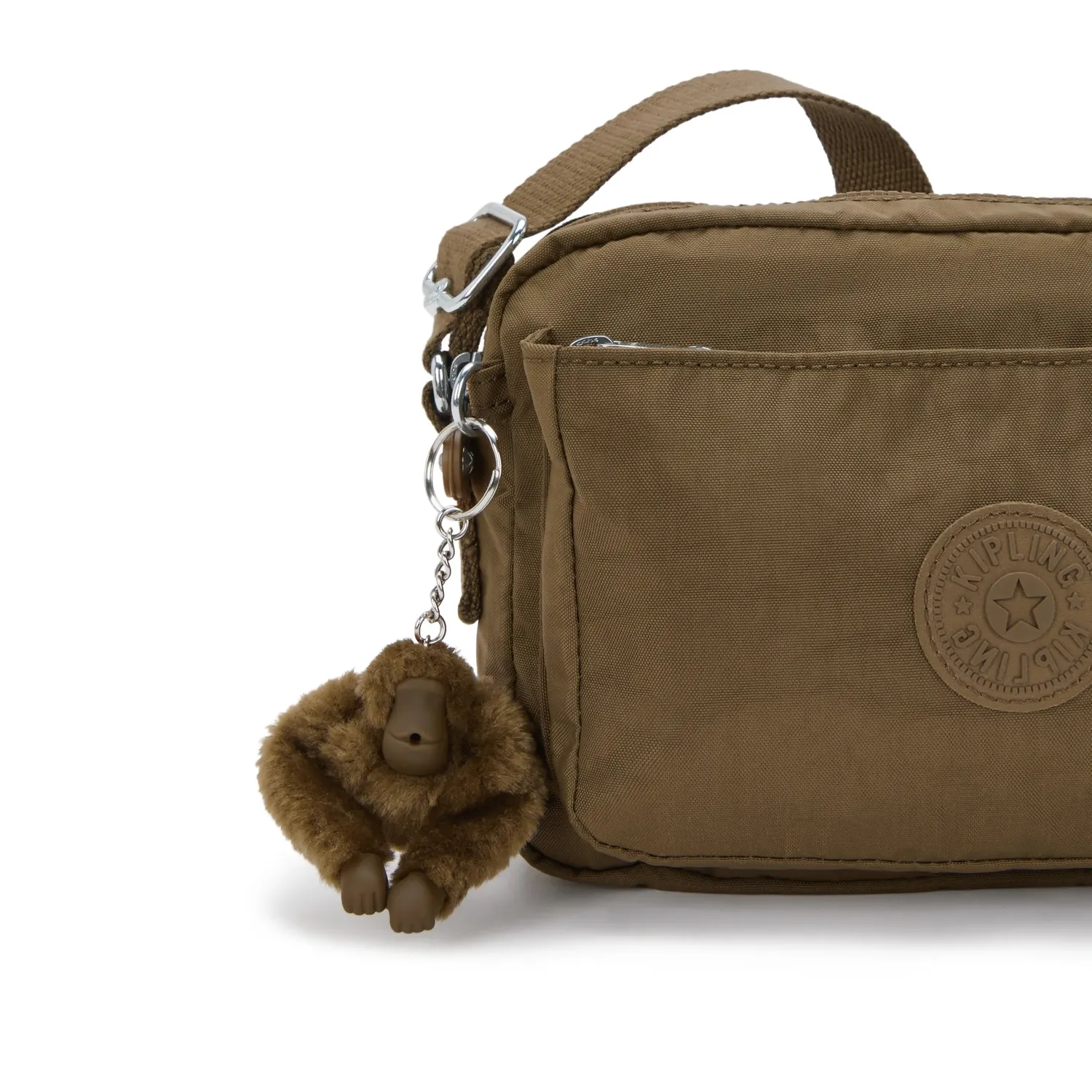 Kipling Abanu M Crossbody Tas Smooth Khaki Medium – Groen