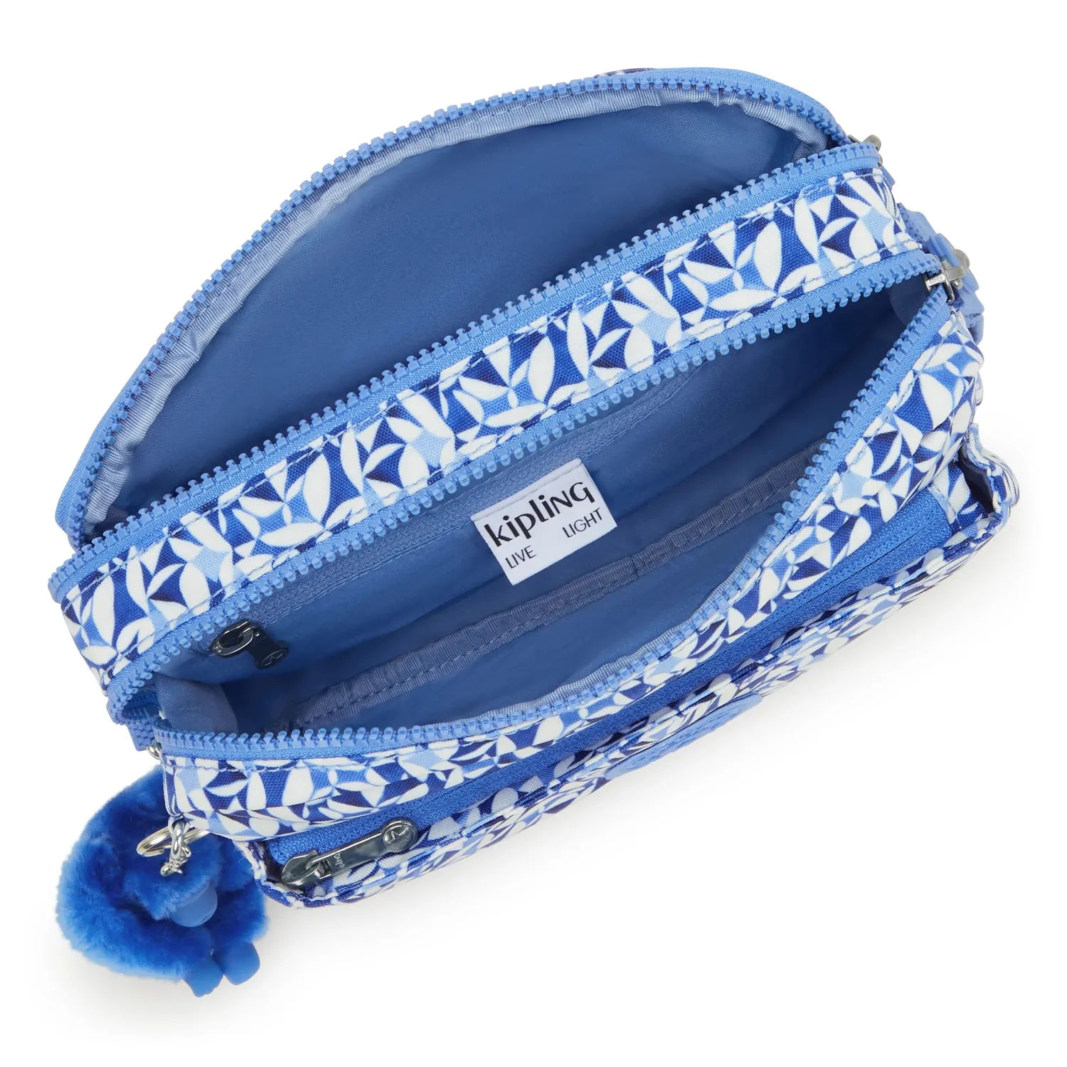 Kipling Abanu M crossbody tas Crazy Leaves medium met ritsvakken