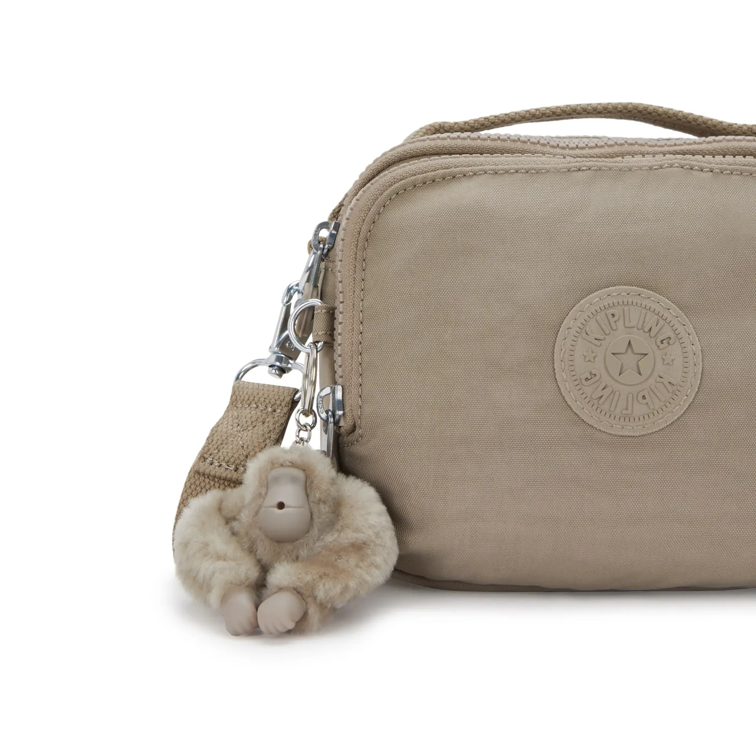 Kipling Cahir crossbody klein Soft Taupe met 2 ritsvakken