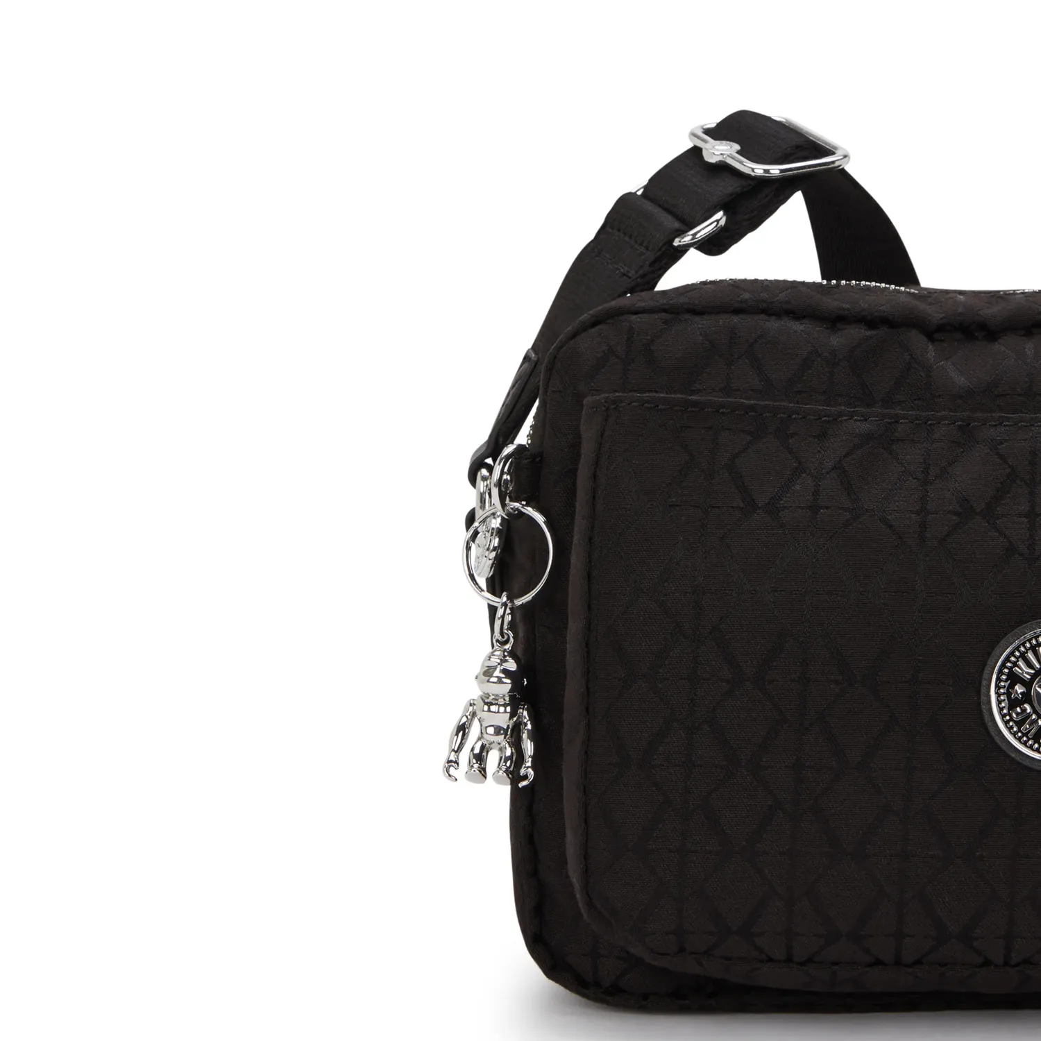 Kipling Abanu M crossbody tas Medium Noir Sign Jq ritsvakken