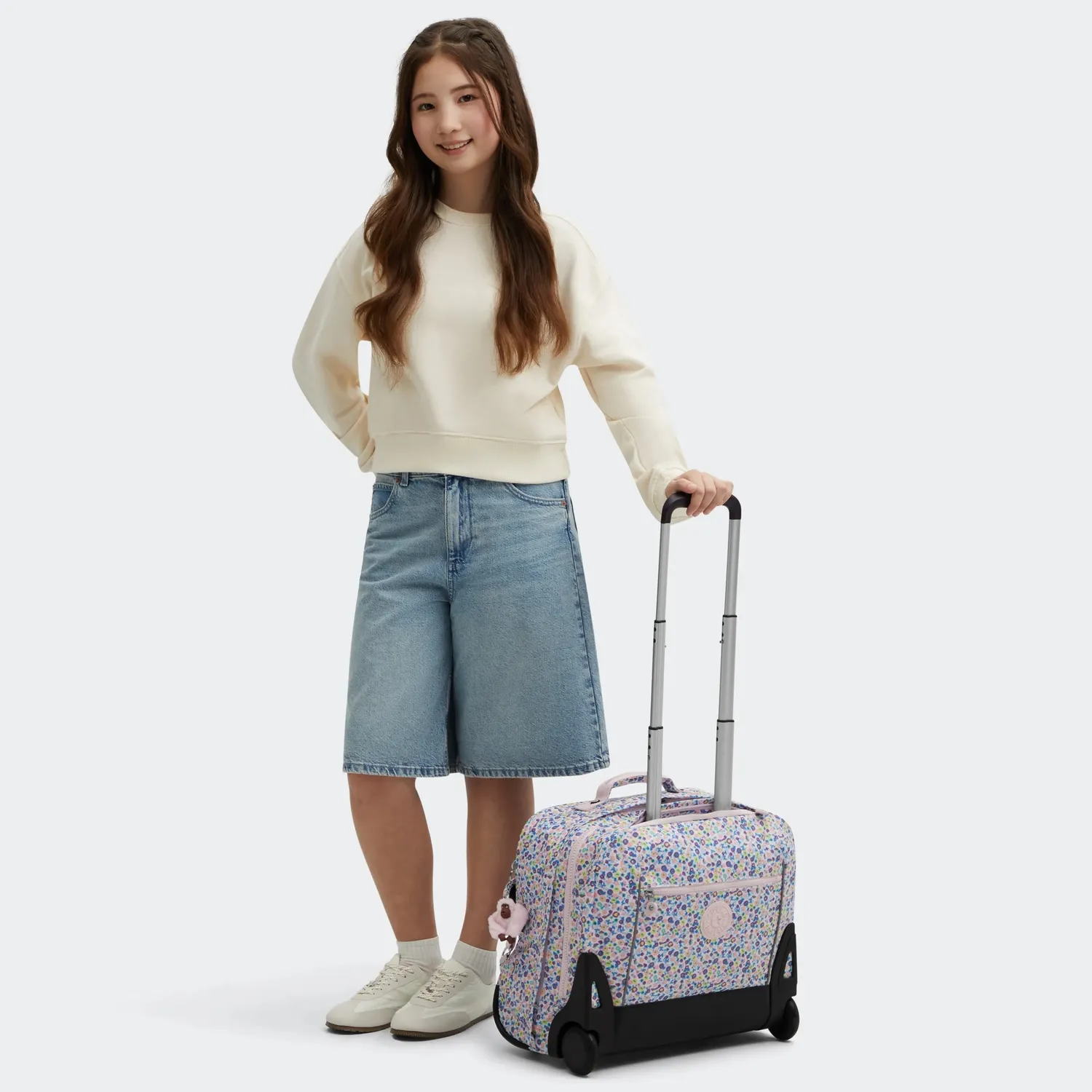 Kipling Giorno rugzak Digi Flower groot met wieltjes