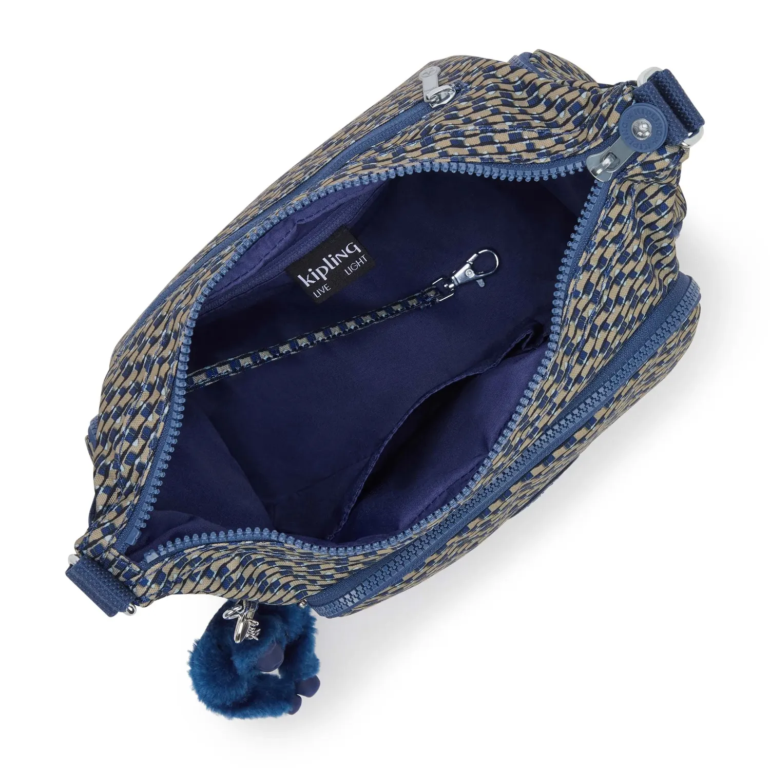 Kipling Gabb S crossbody tas Medium Blue on Wire met sleutelkoord