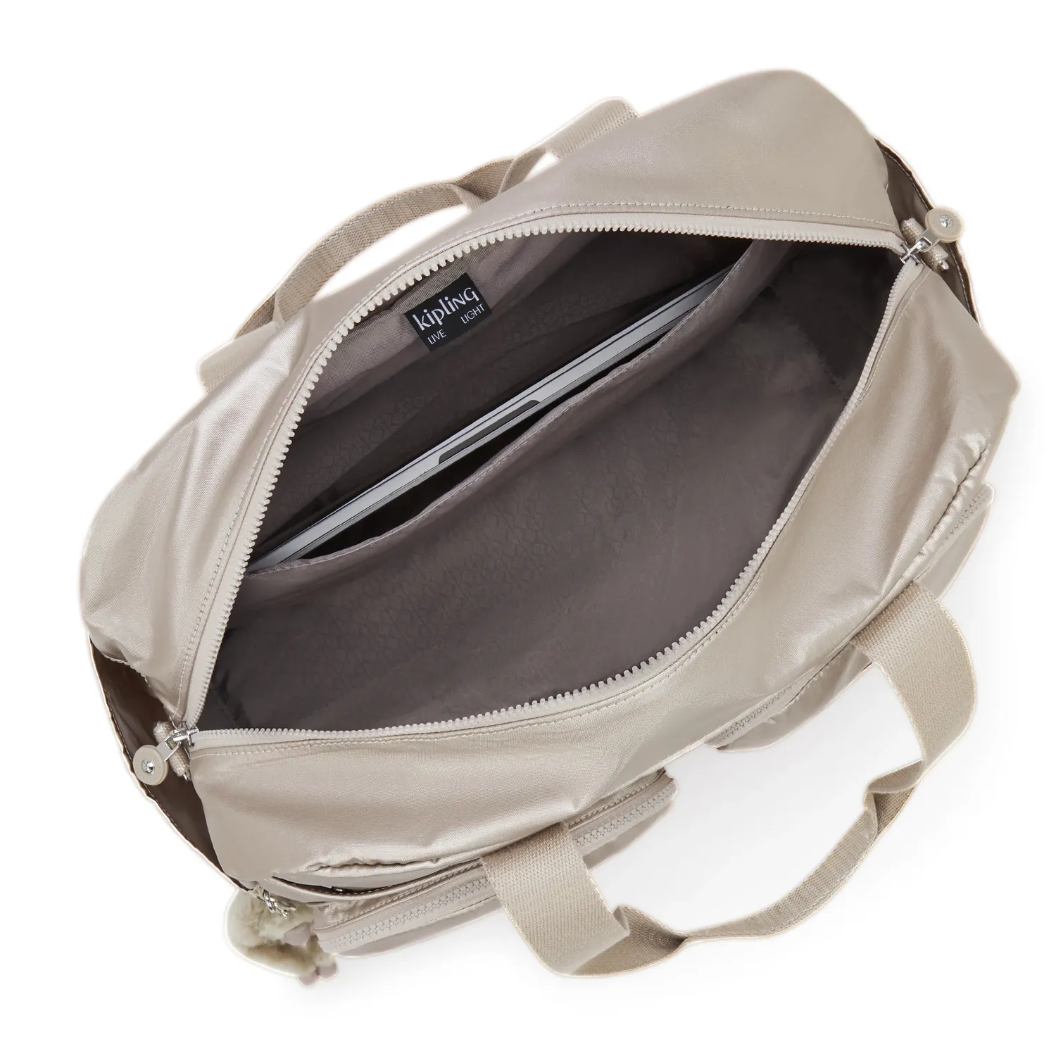 Kipling Defea XL weekendtas Medium Metallic Glow met laptopvak