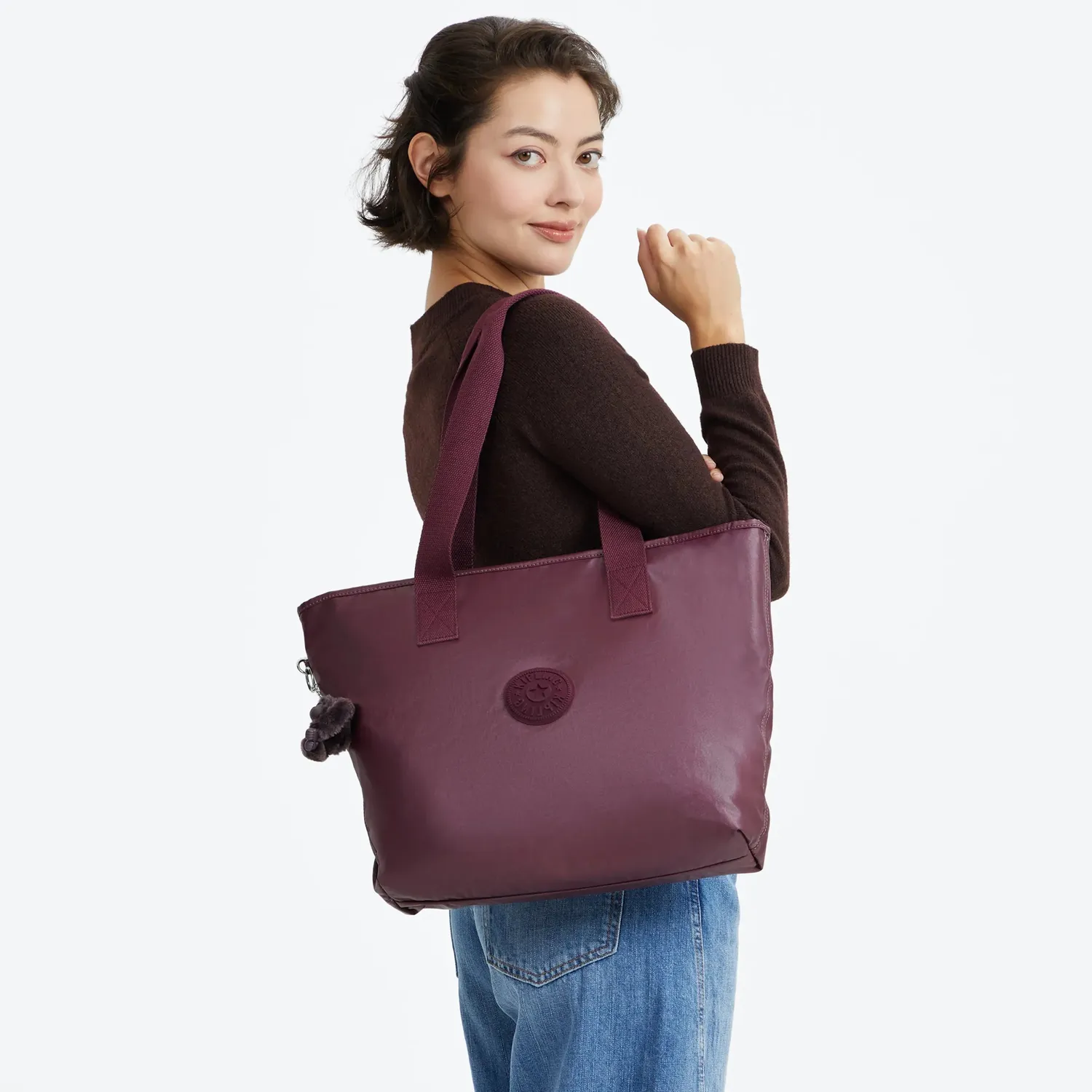 Kipling Anina shopper Grape Wine Metallic medium A4