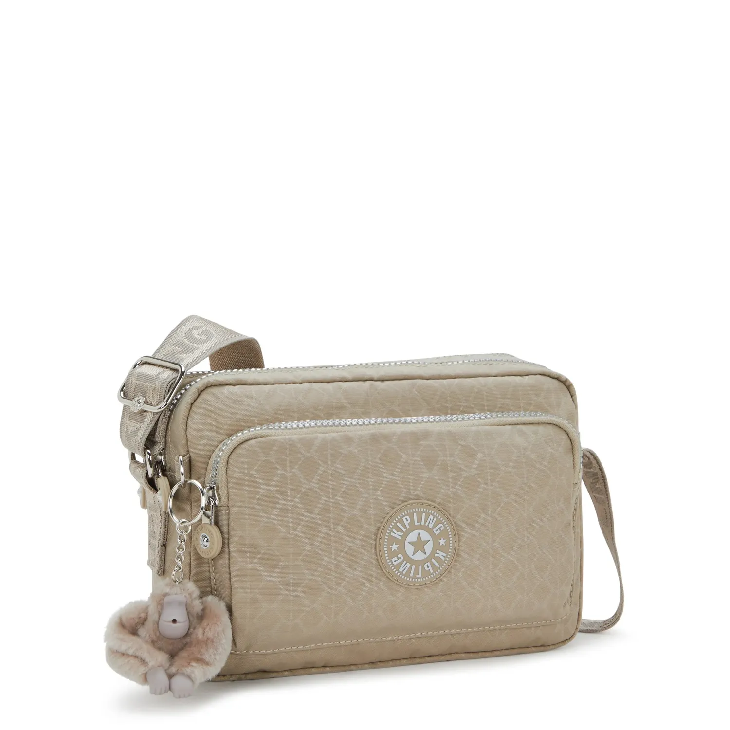 Kipling Abanu M Zip crossbody medium Glorious Beige Silver
