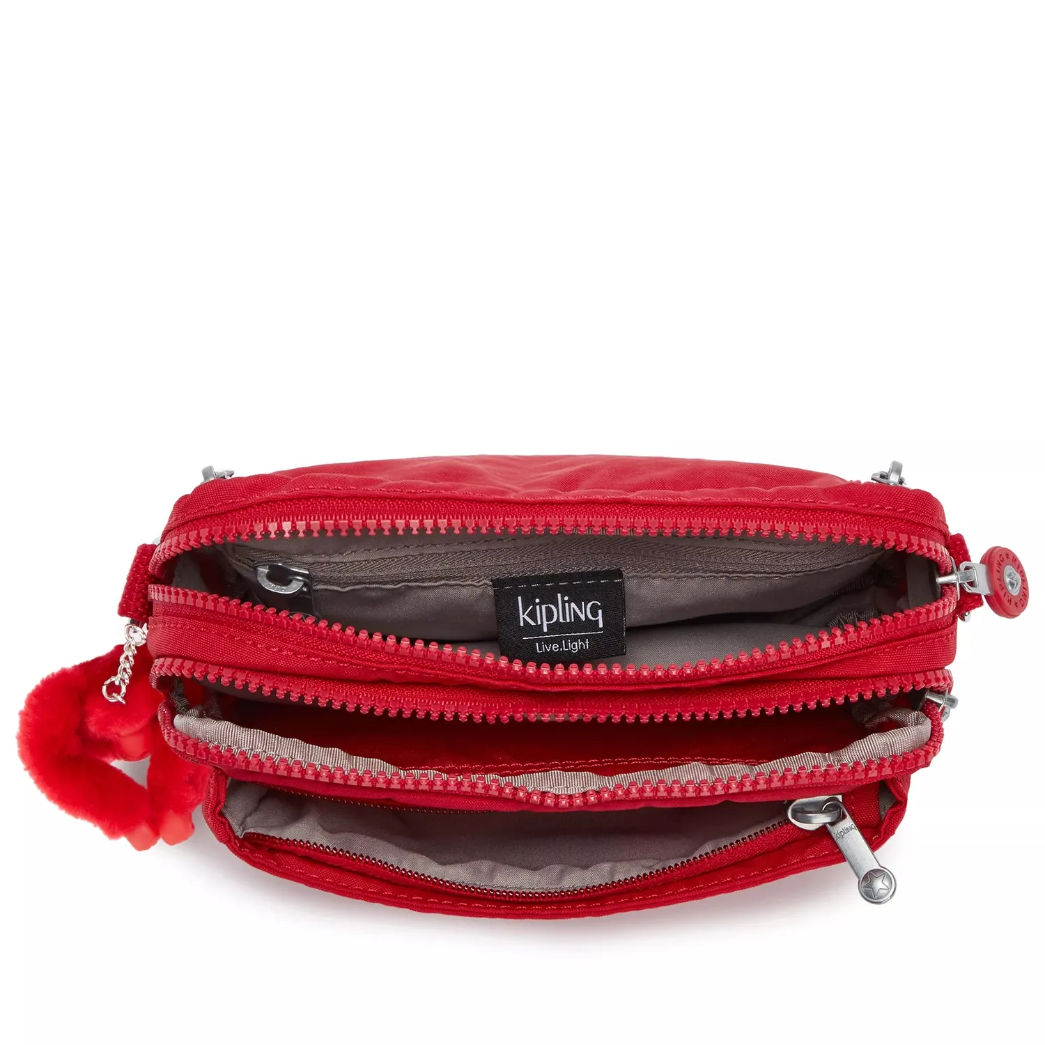 Kipling Abanu Multi schoudertas Klein Red Rouge dubbele rits