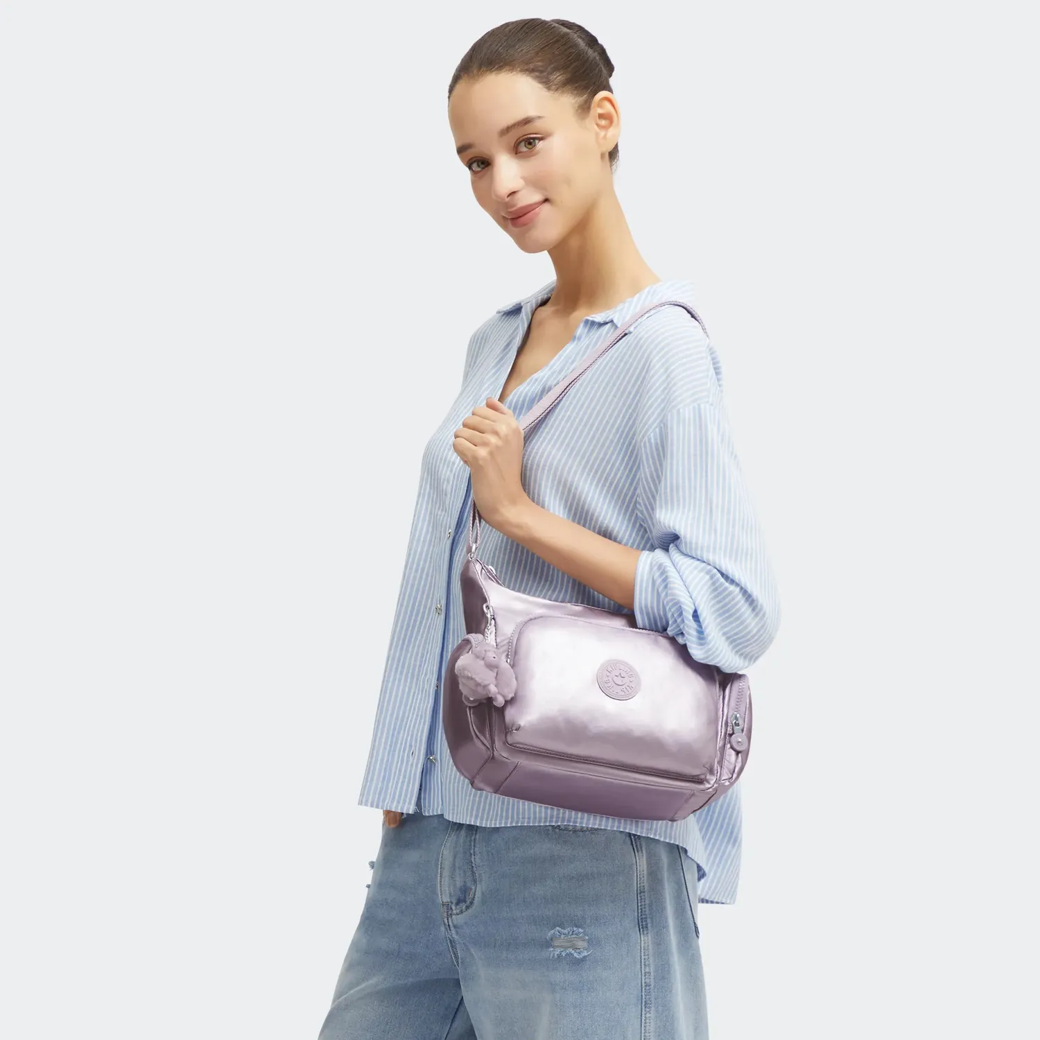 Kipling Gabb S crossbodytas Medium Lilac Moon metallic glans