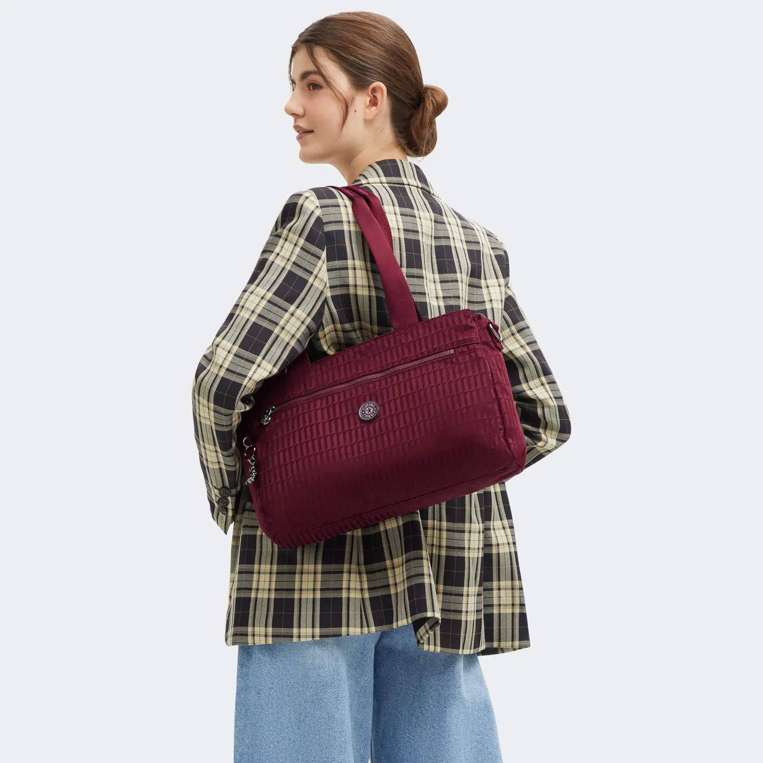 Kipling Elysia Work S werktas Maroon Tile Jacquard A4