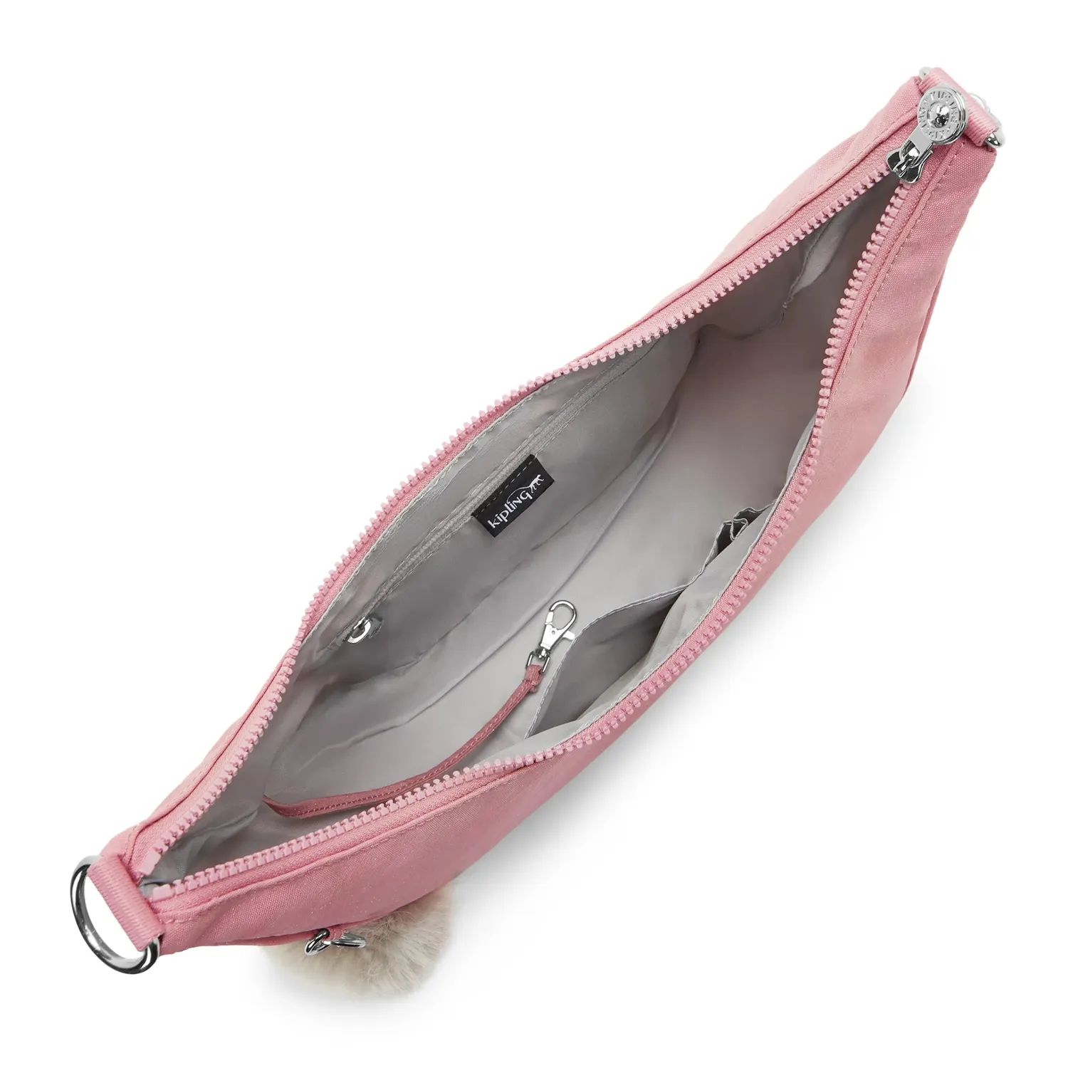 Kipling Clichy schoudertas Medium Festive Rose Shimmer glans