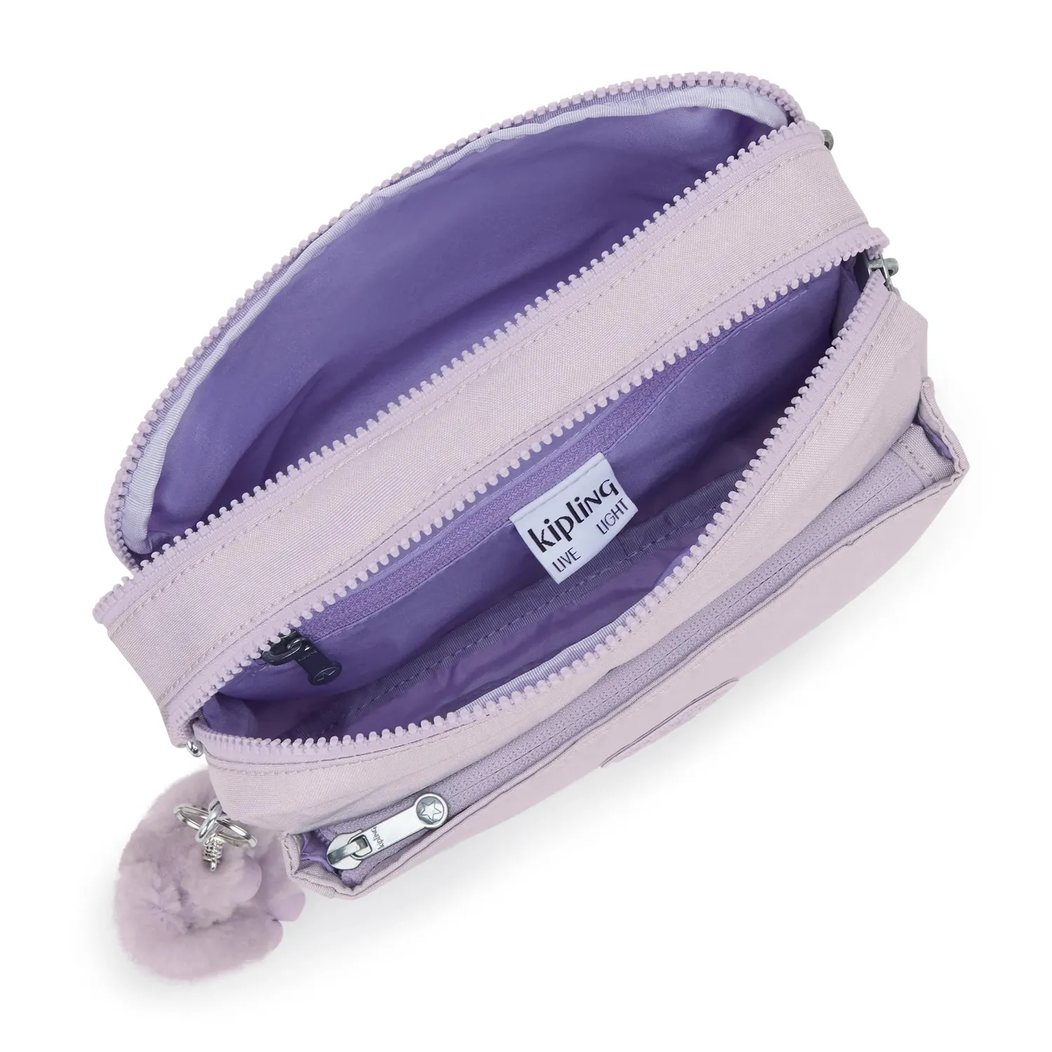 Kipling Abanu M crossbody tas Medium Lilac Shimmer glans
