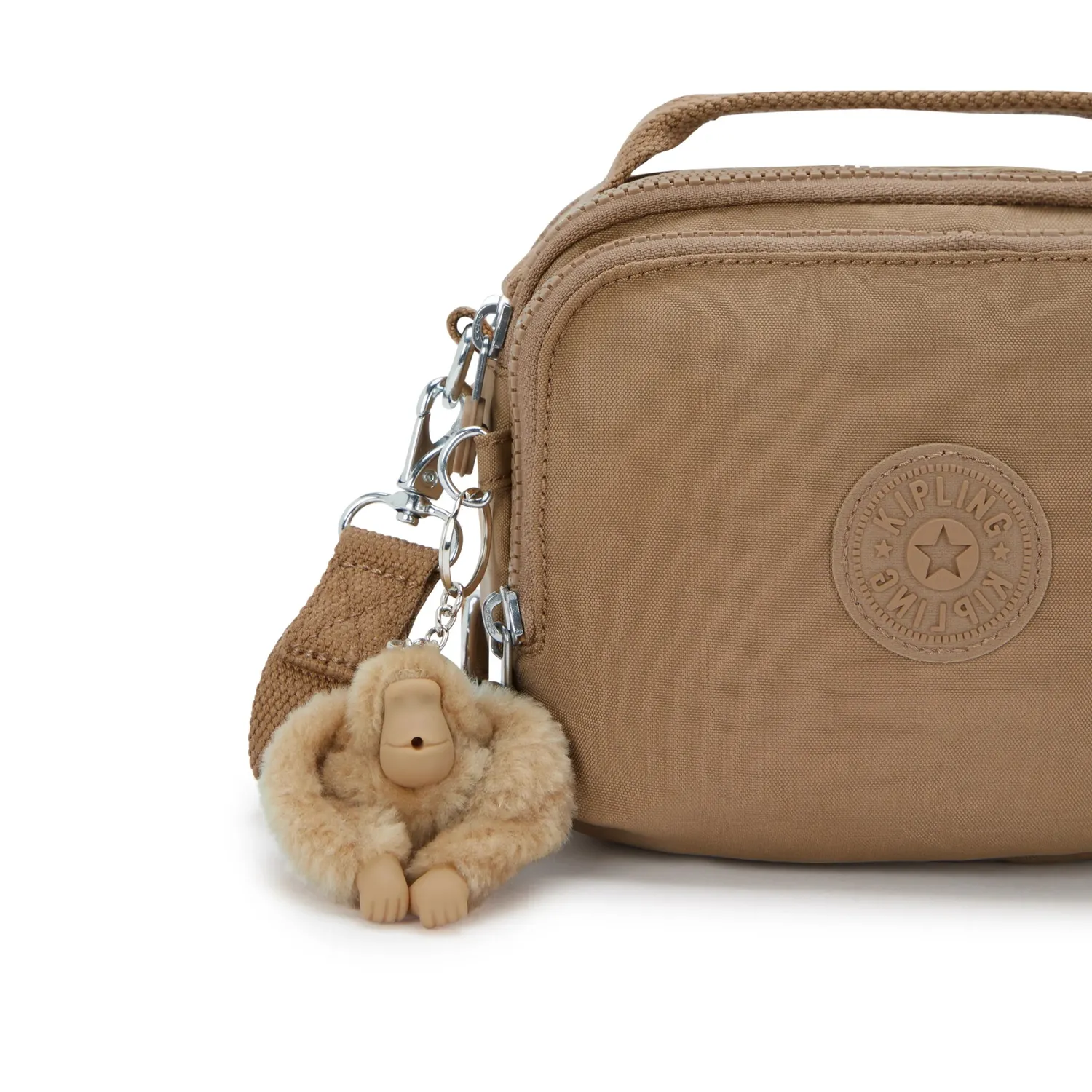 Kipling Cahir crossbody klein Early Tan met voorvak