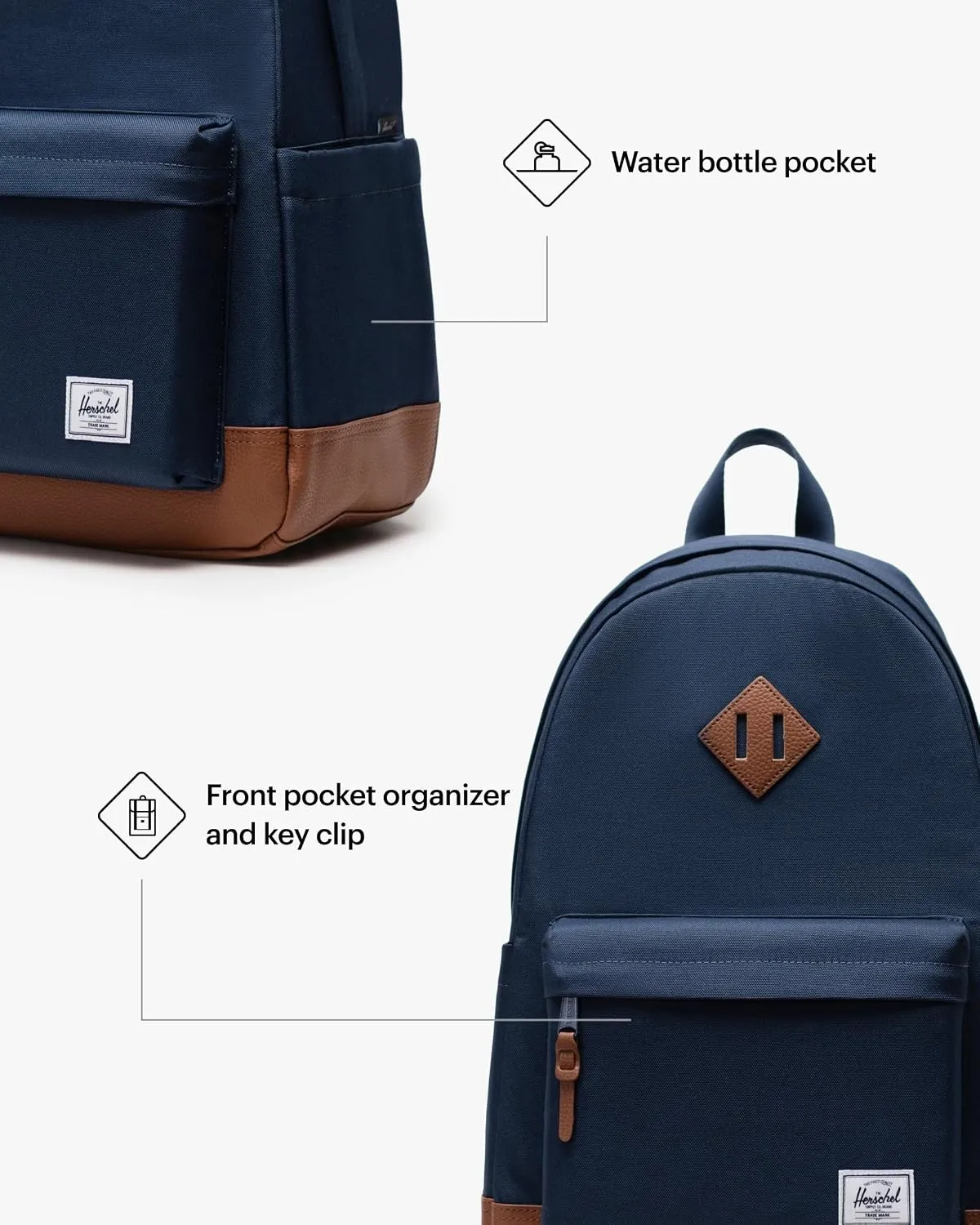 Herschel Supply Heritage Backpack rugzak navy tan canvas