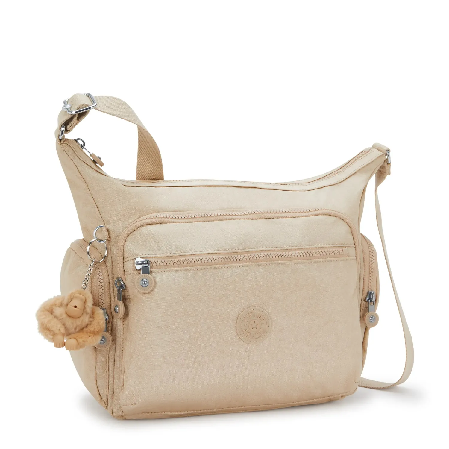 Kipling Gabbie schoudertas Medium Sparkled Beige licht