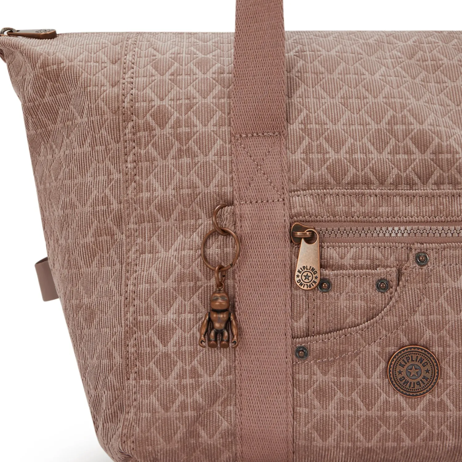 Kipling Casual Art draagtas Medium sign brown corduroy A4