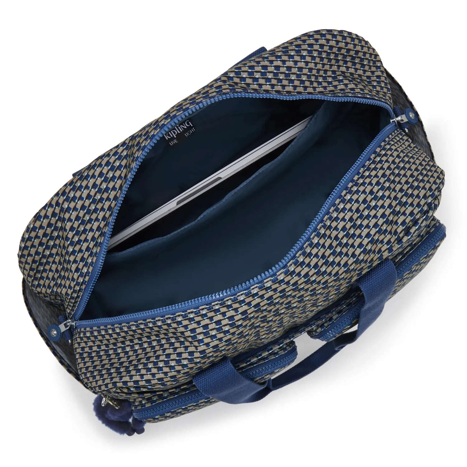 Kipling Defea XL weekendtas Medium Blue on Wire met laptopvak