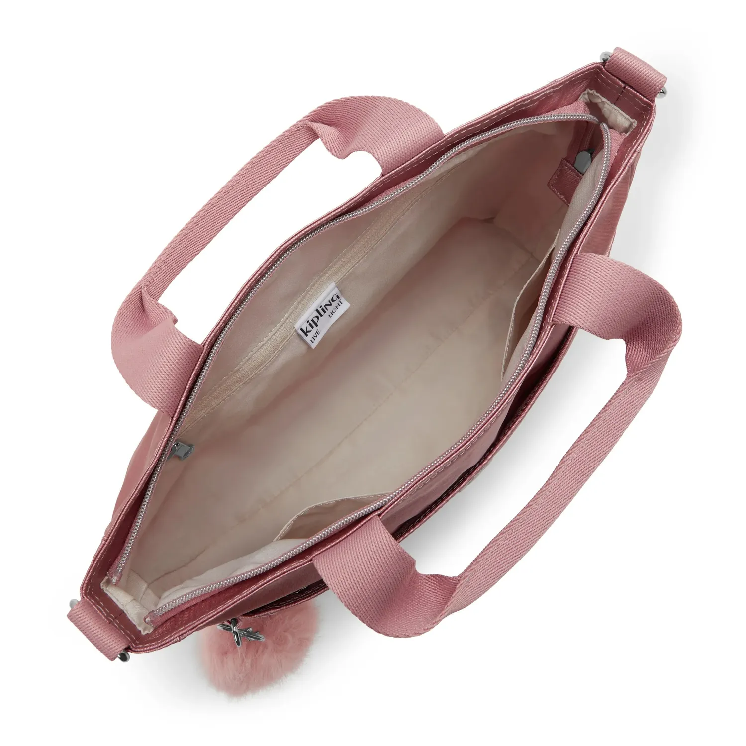 Kipling Lavena tas pink rose metallic klein met schouderband