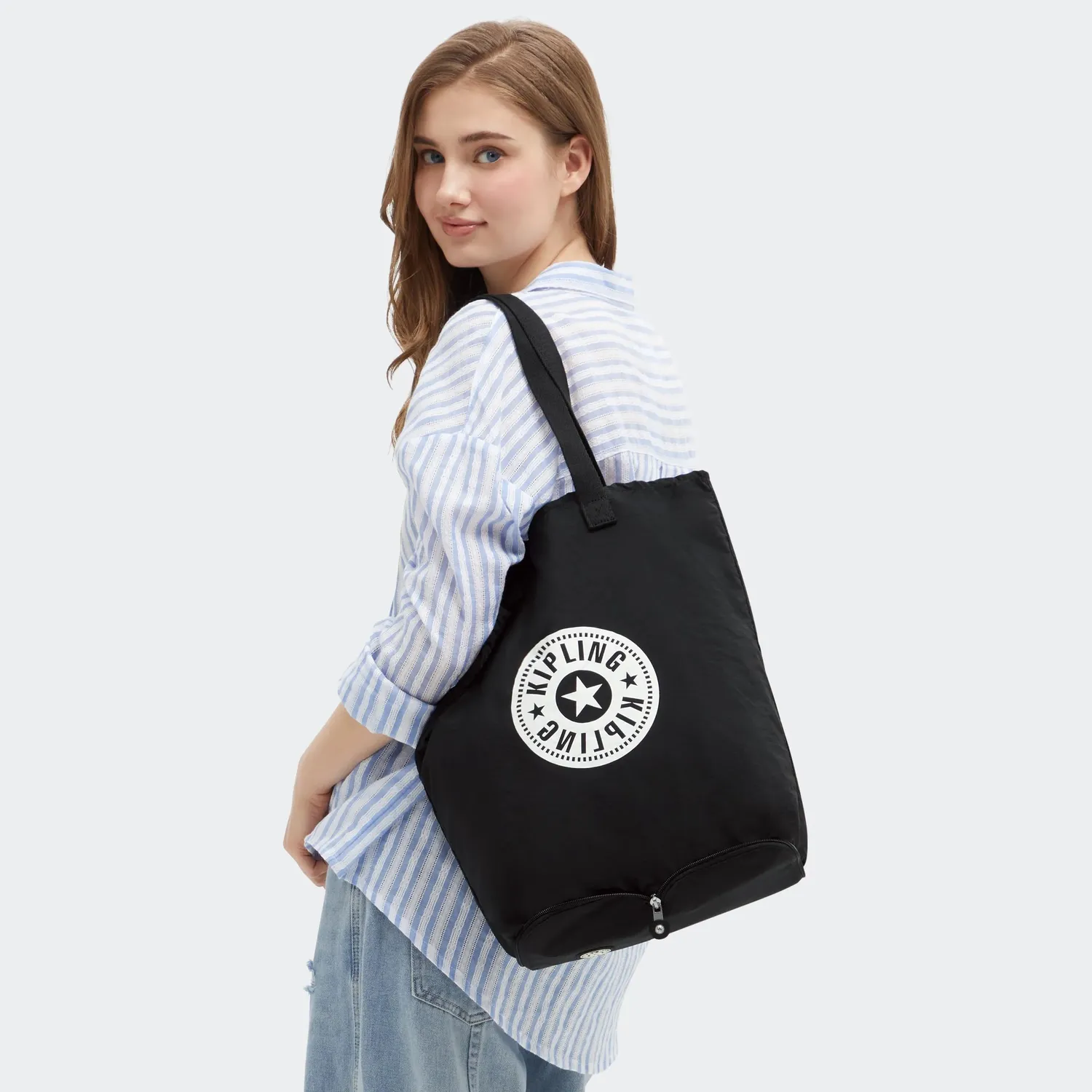 Kipling Hip Hurray 5 shopper Black Hip medium opvouwbaar