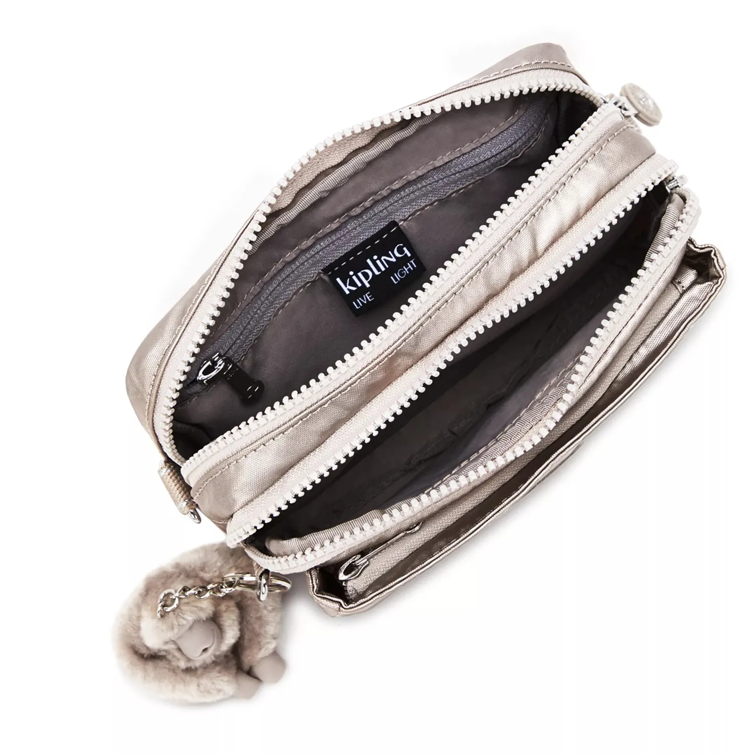 Kipling Abanu Multi crossbody tas Klein Metallic Glow 2 vakken