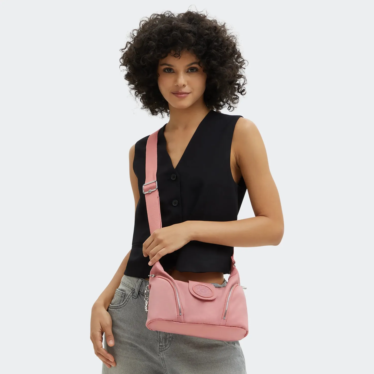 Kipling Sera M crossbodytas Rose Spice medium met ritsvakken
