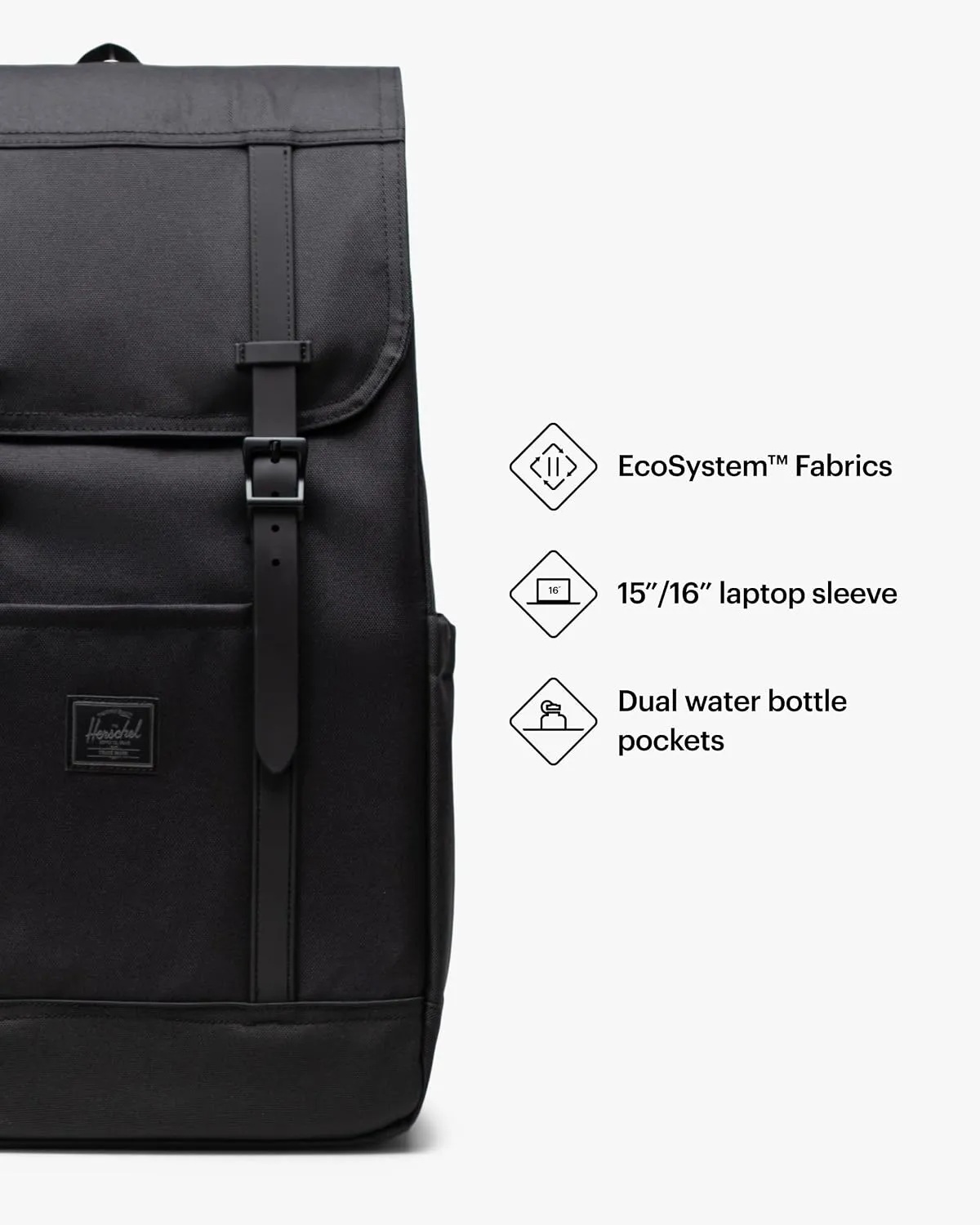 Herschel Retreat rugzak 23L Black Tonal canvas