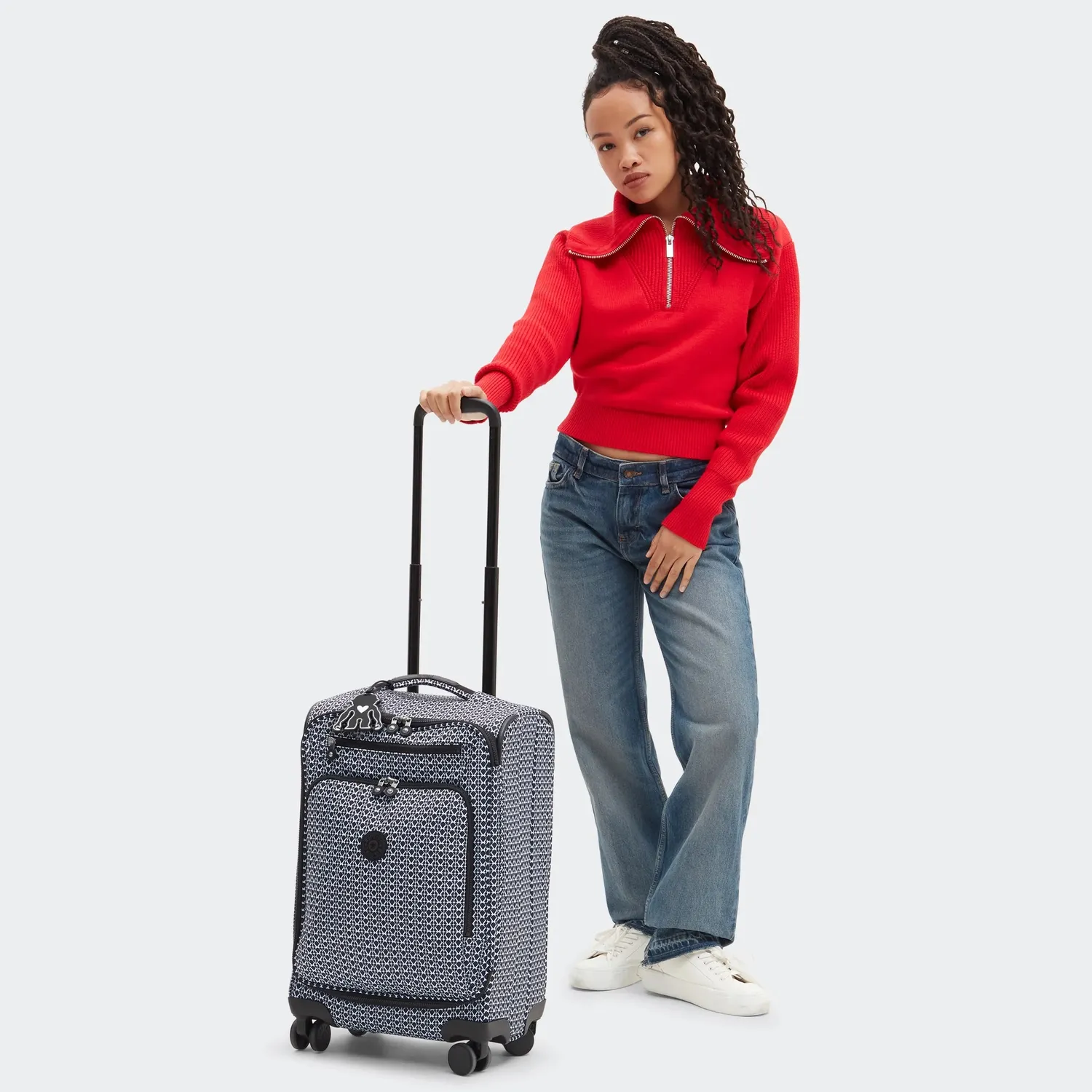 Kipling New Youri Spin S koffer Signature Print klein licht