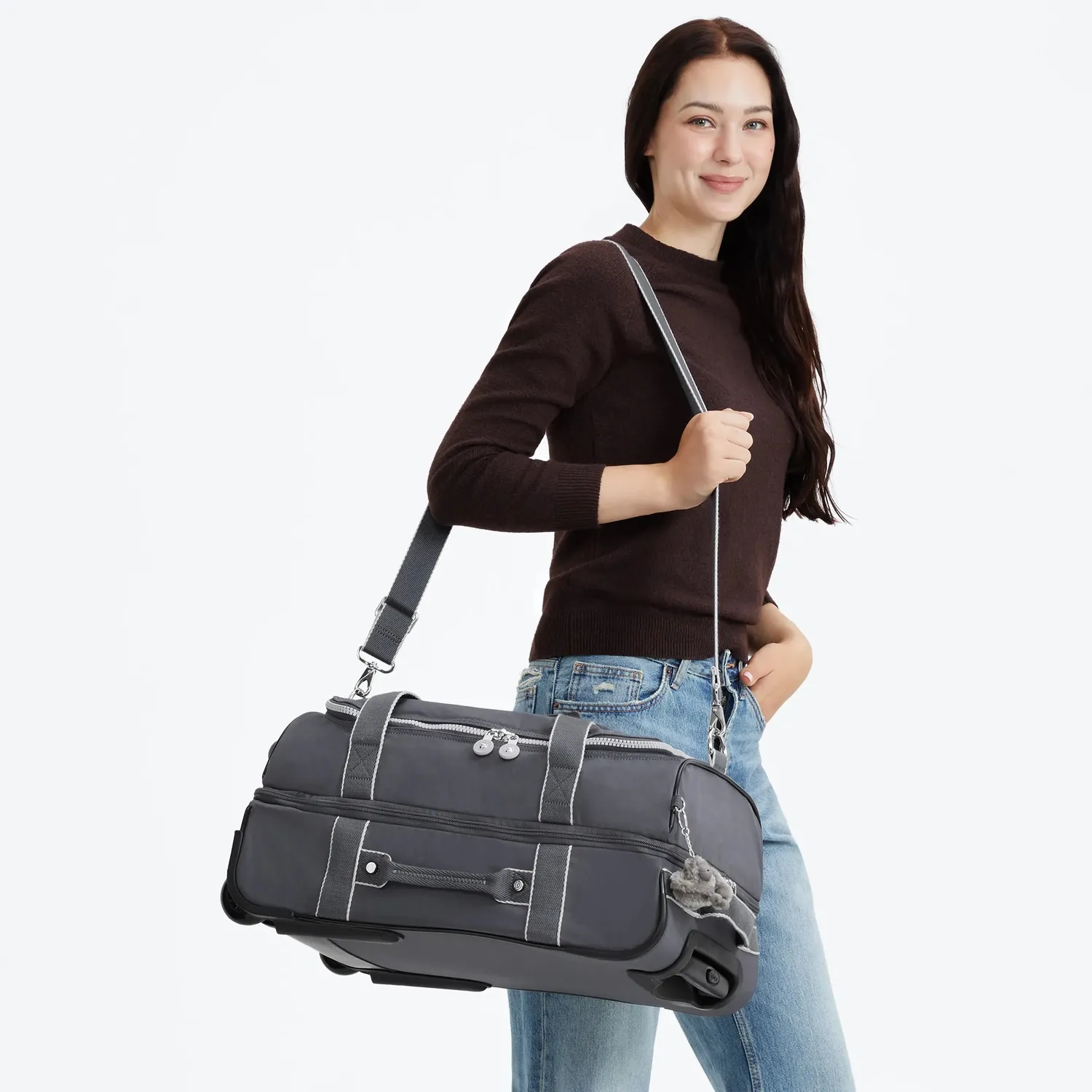 Kipling Teagan US kleine koffer moonlit grey 2 wielen