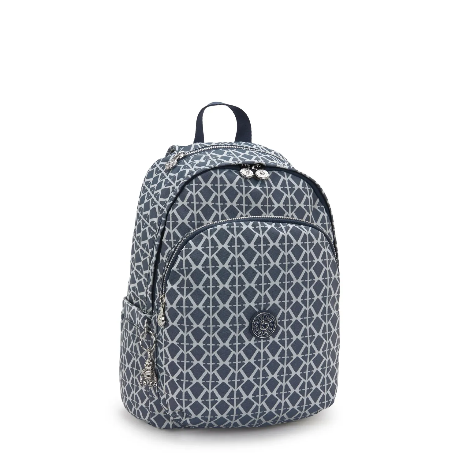 Kipling Delia rugzak Medium Navy Sign Jacquard ritsvakken