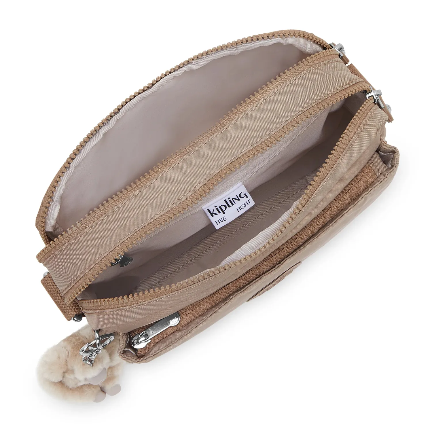 Kipling Abanu M crossbody tas Tan Beige – 2 vakken