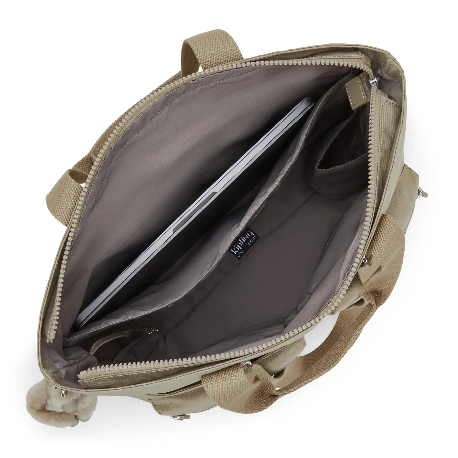 Kipling India shopper soft taupe groot laptopvak