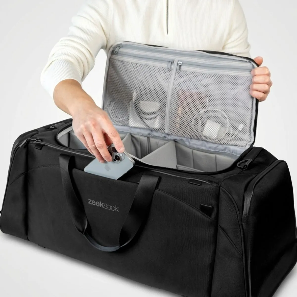 Zeeksack The Weekender 70L Reistas Zwart met schuhvak groot