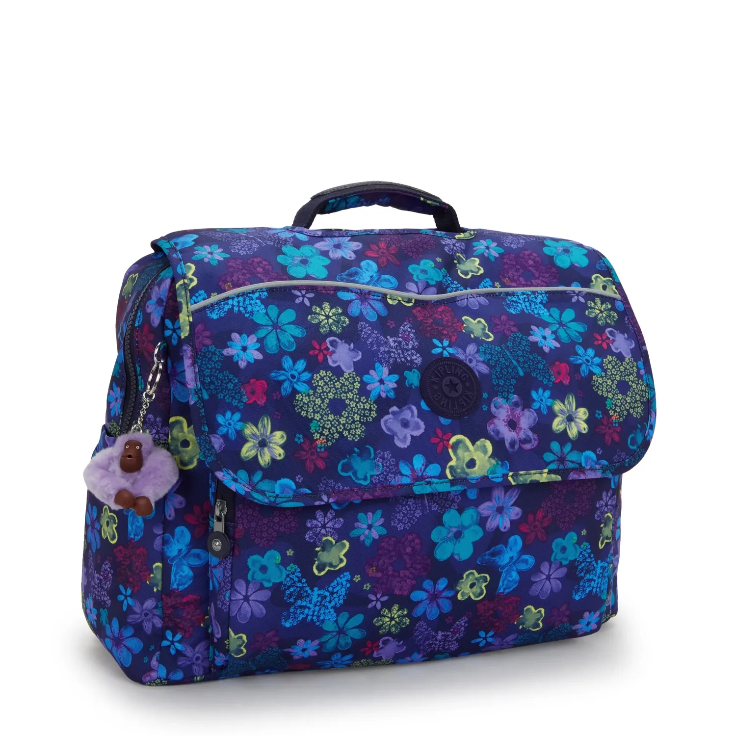 Kipling Codie L schooltas Dark Flower Stamp groot A4