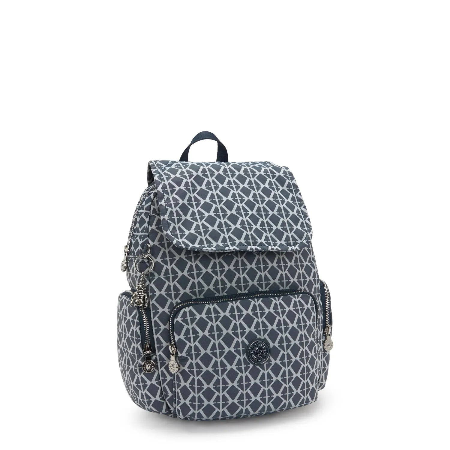 Kipling City Zip S rugzak Navy Sign Jacquard klein geweven
