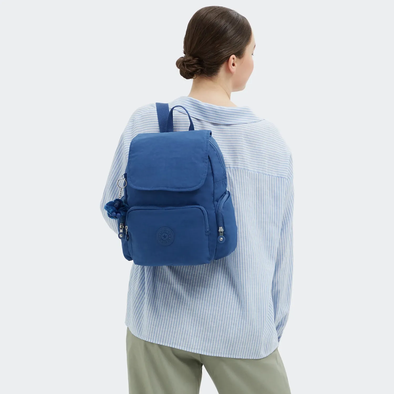 Kipling City Zip S rugzak Casual Blue klein met achtervak