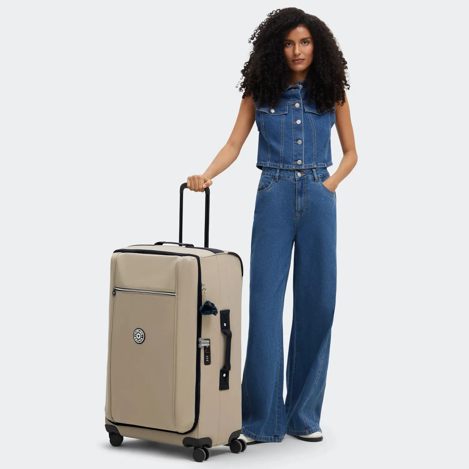 Kipling Jet L reiskoffer soft taupe combo groot lichtgewicht