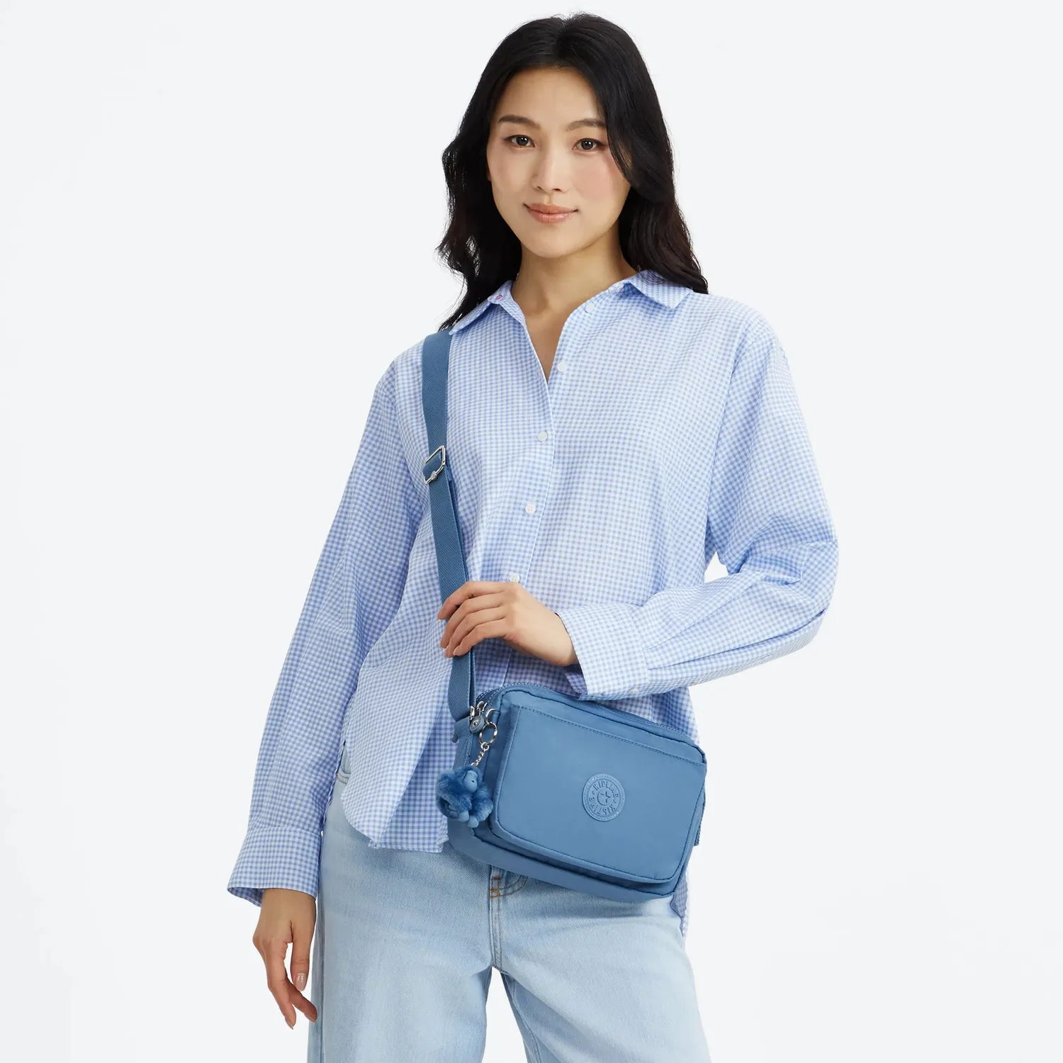 Kipling Abanu M Crossbody Tas Vintage Blue Medium – 2 Vakken