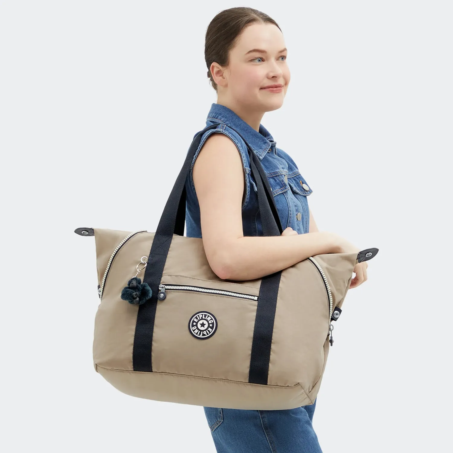 Kipling Art M draagtas Soft Taupe Combo waterafstotend