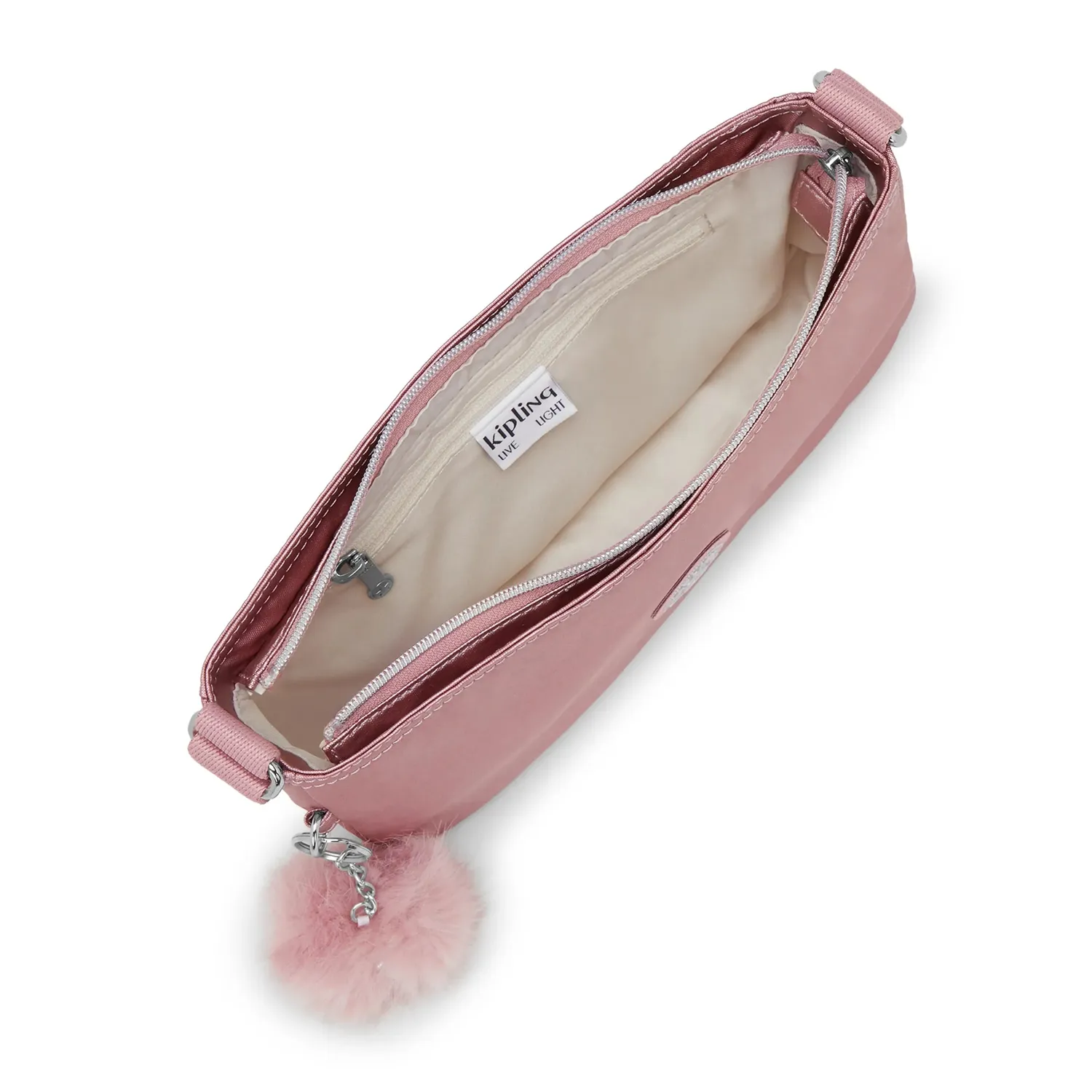 Kipling Jamari schoudertas Pink Rose Metallic klein crossbody