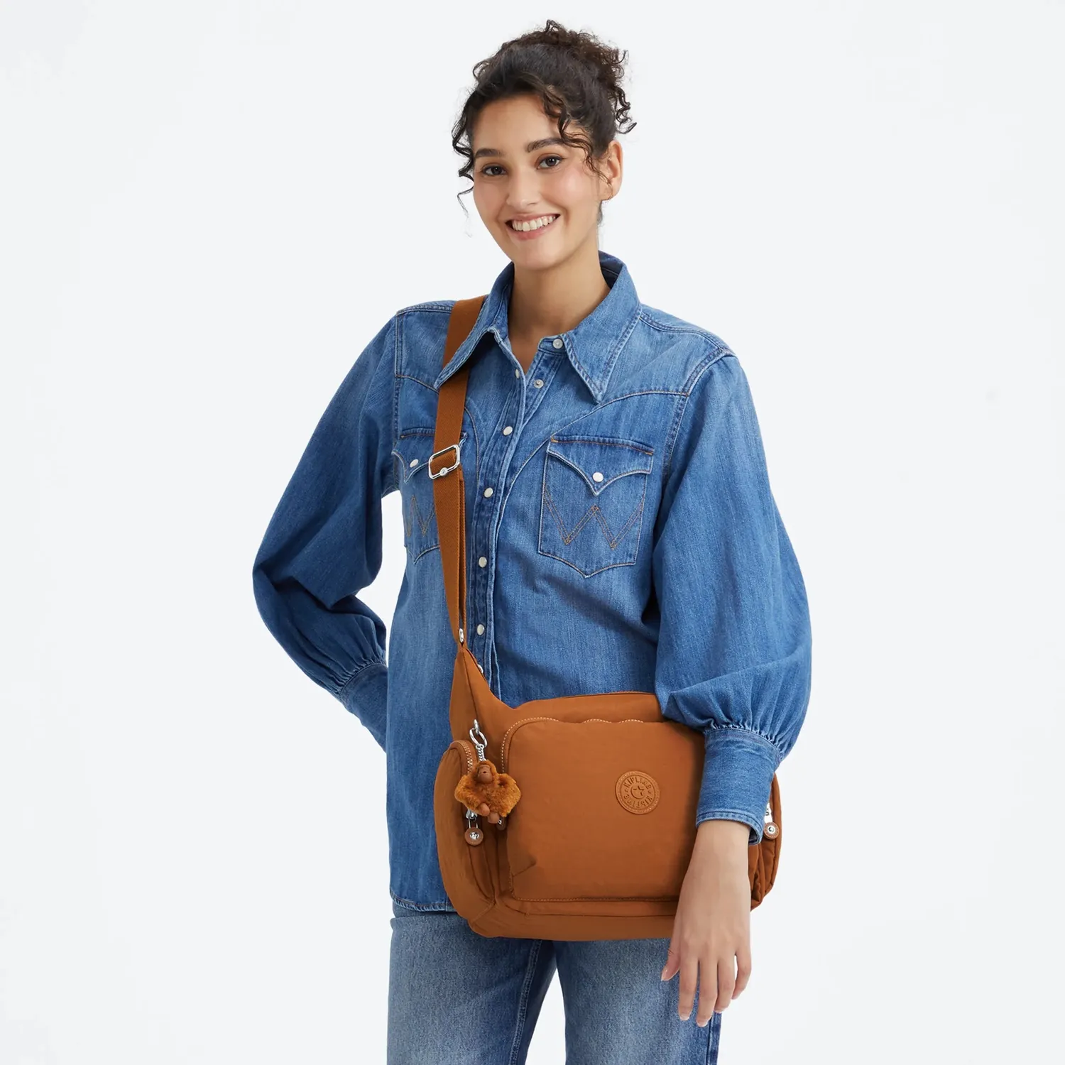 Kipling Gabb crossbodytas Groot Stylish Mokka bruin
